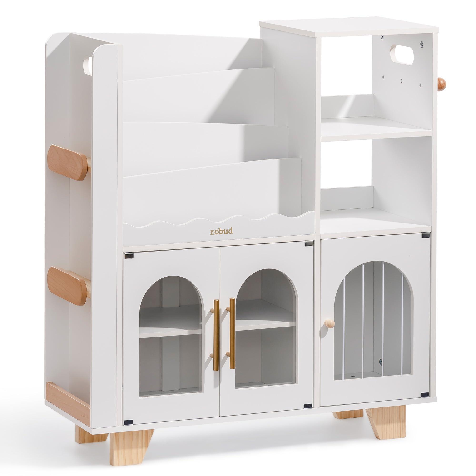 ROBUD Toy Storage Organizer, All-in-One Toy Organizers and Storage, Kids Wooden Bookshelf with 6 Storage compartments, Toy Chest Shelf Organizer for Playroom Bedroom, White - Image 9