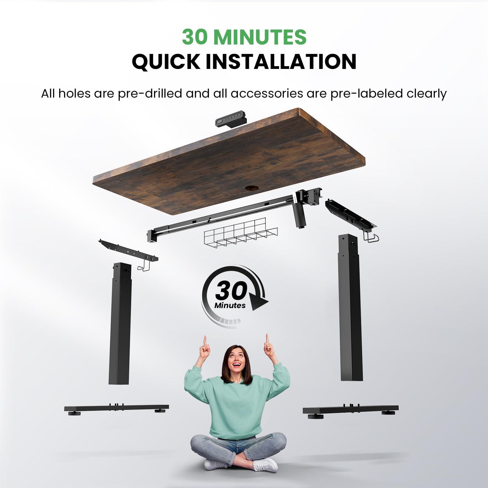 SIAGO Electric Standing Desk Adjustable - 48 x 24 Inch Sit Stand up Desk with Cable Management - 3 Memory Preset Adjustable Height Table - Image 8