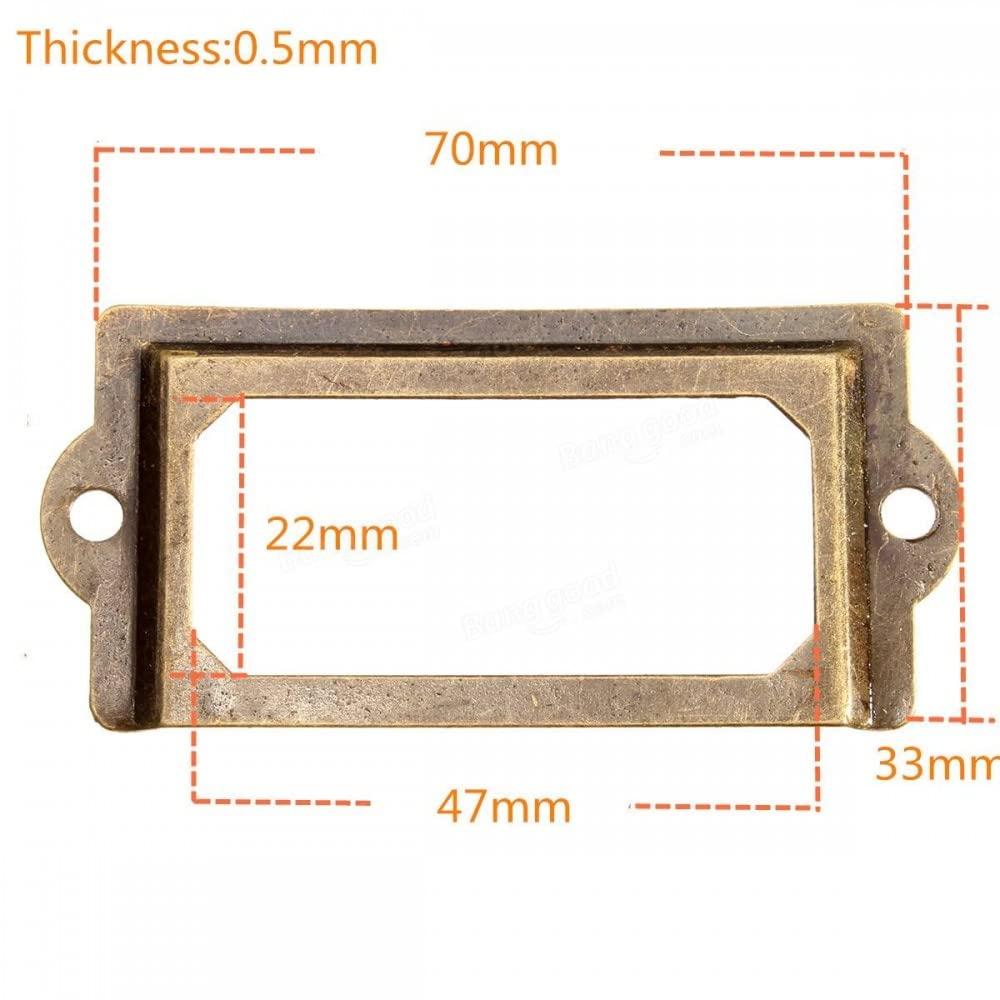 12Pcs Antique Brass Metal Label Pull Frame Handle File Name Card Holder for Furniture Cabinet Drawer Case - Image 2