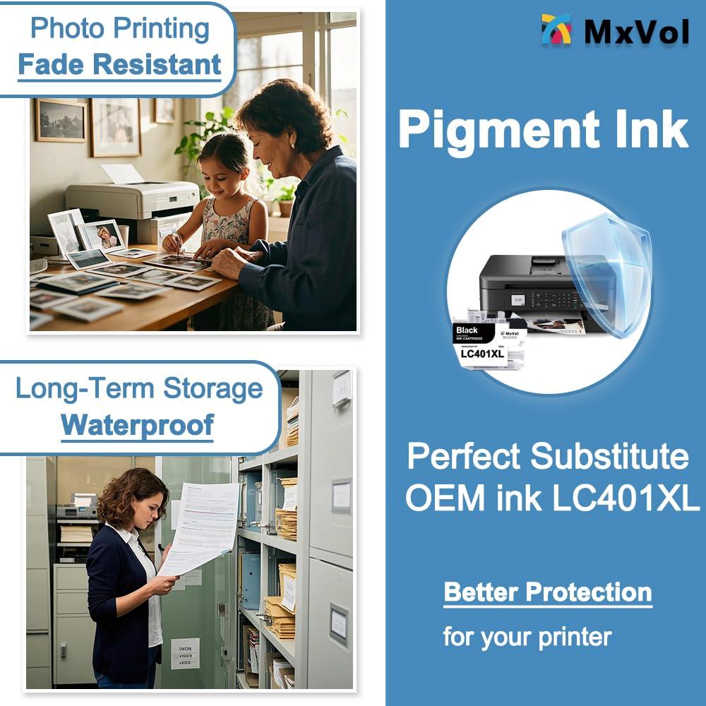LC401XL LC401 MFC-J1010DW Ink Cartridges High Yield Compatible for Brother Ink cartridges LC 401 XL 401XL for MFC-J1010DW MFC-J1170DW MFC-J1012DW MFC-J1800DW Printer Ink - 4 Pack - Image 3