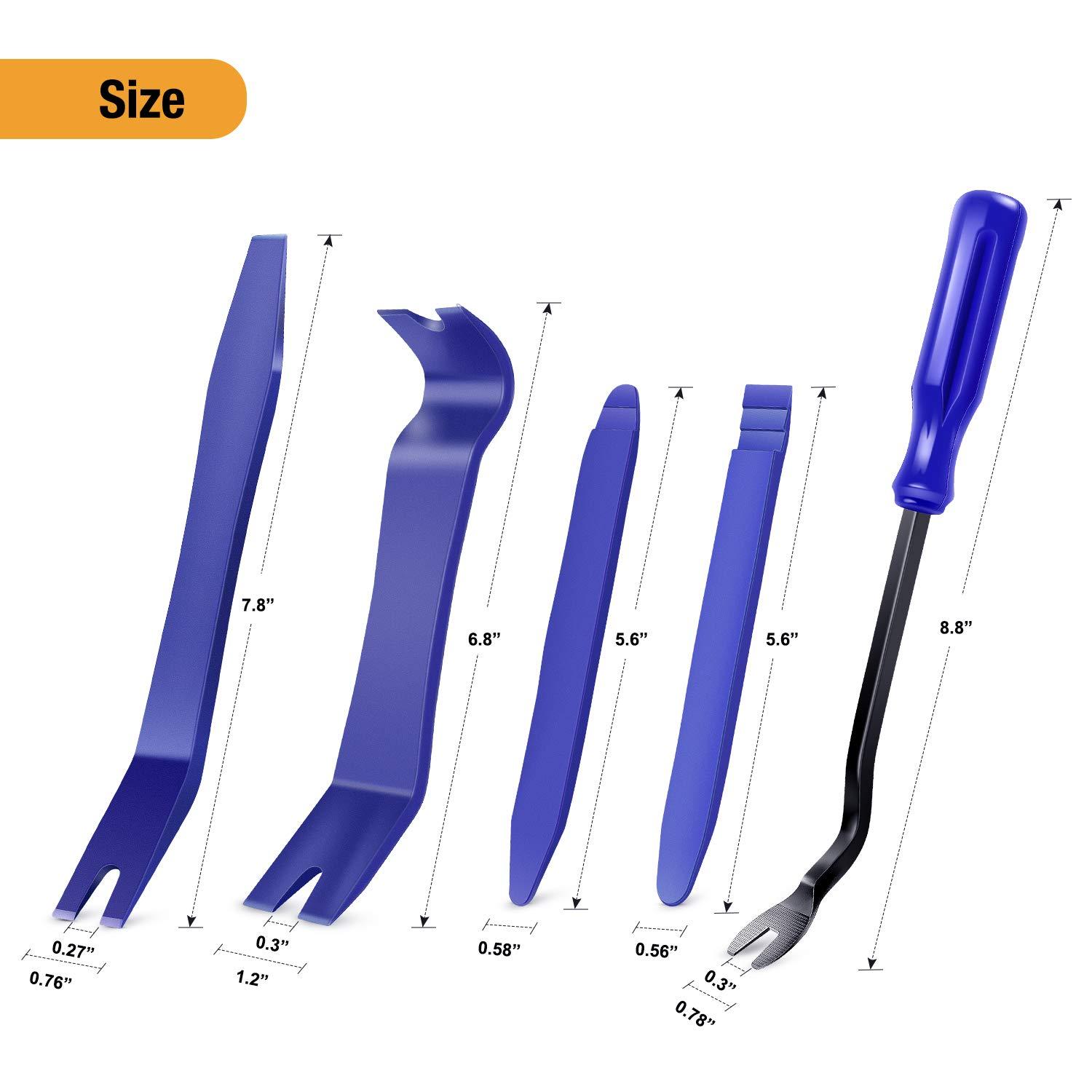 GOOACC 5PCS Auto Trim Removal Tool Kit No-Scratch Pry Tool Kit for Car Door Clip Panel & Audio Dashboard Dismantle -5PCS - Image 2