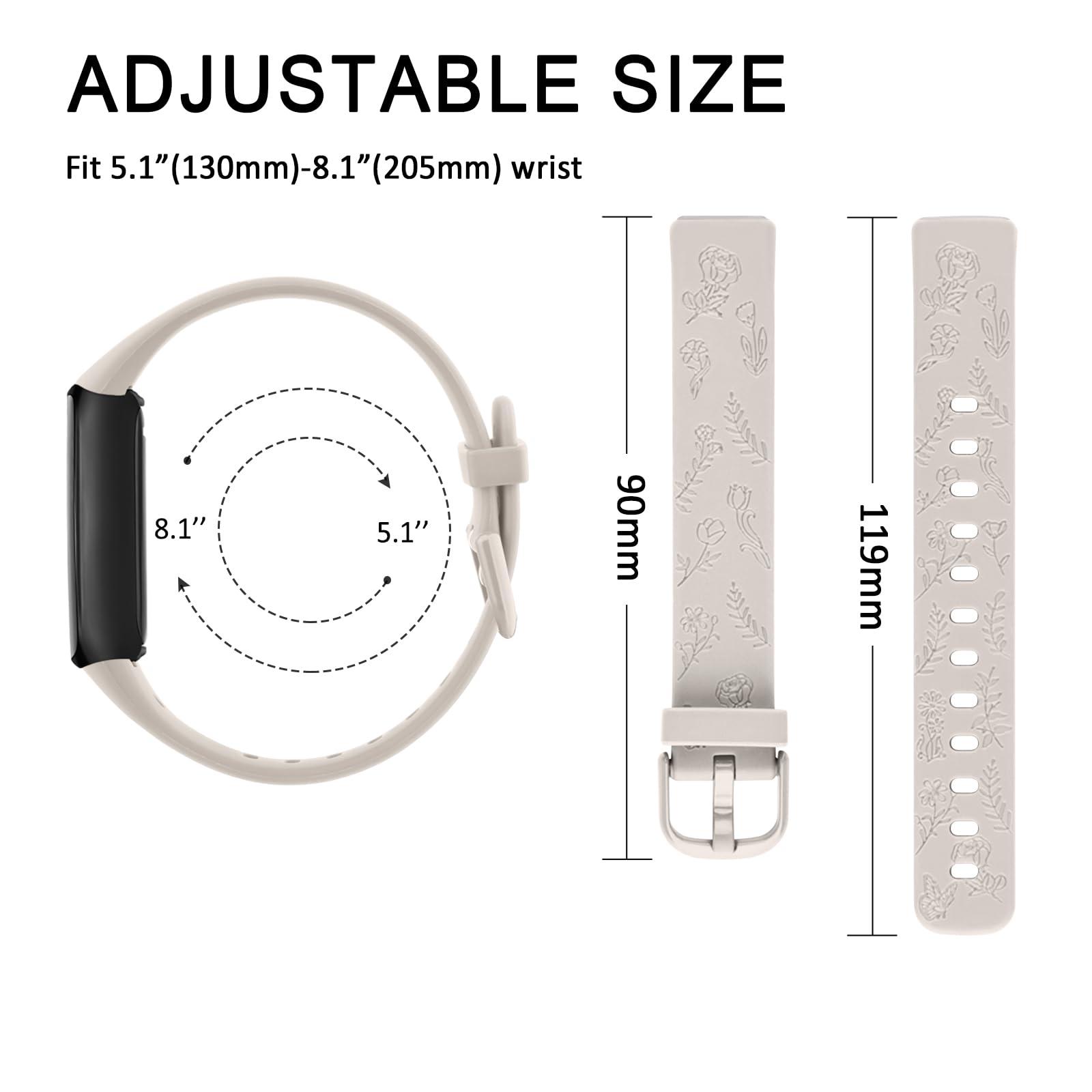 Meliya Compatible with Fitbit Inspire 3 Bands for Women Men, Floral Engraved Silicone Straps Replacement Wristband for Fitbit Inspire 3 Fitness Tracker - Image 4