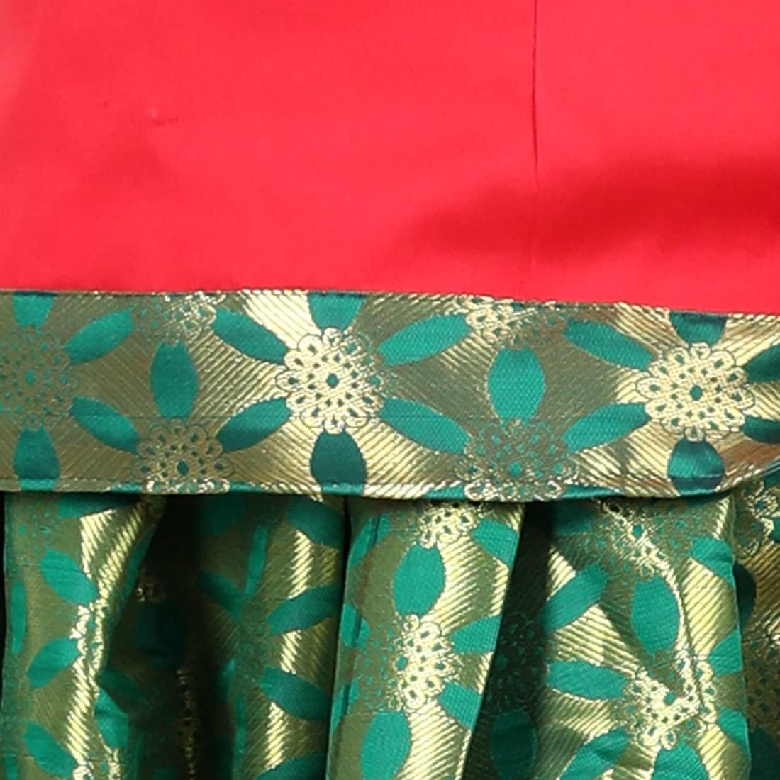 BownBee Kids Half Sleeve South Indian Traditional Pavda Pattu Lehenga Choli Pooja Special Baby Girls Ethnic Party Wear - Image 3