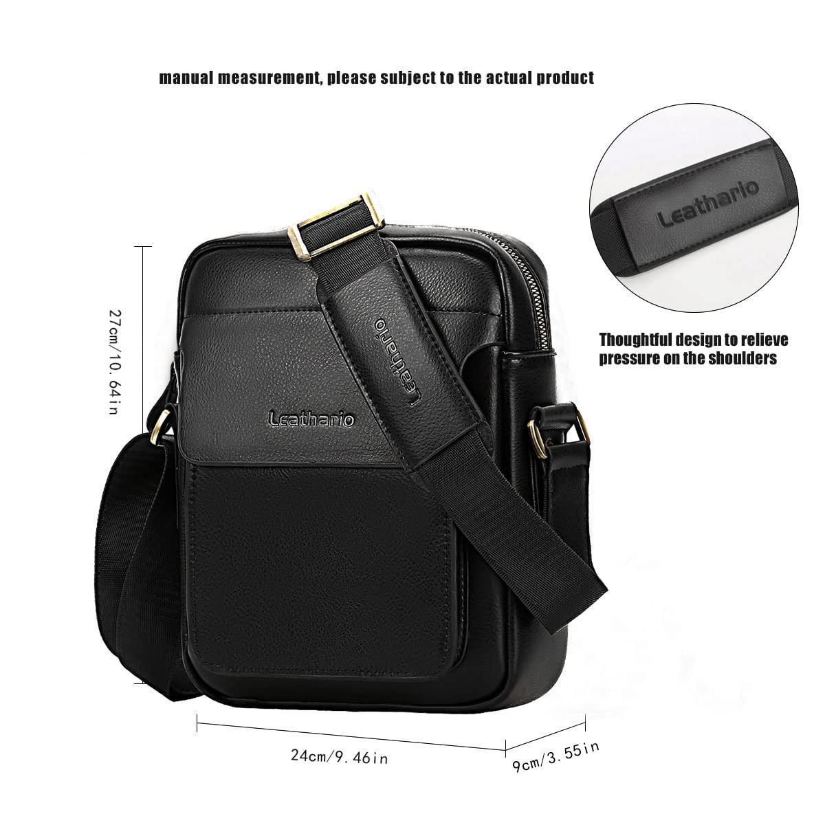Leathario Crossbody Bag For Men Vegan Leather Shoulder Messenger Purse Sling Satchel Bag For Work Business Travel - Image 2