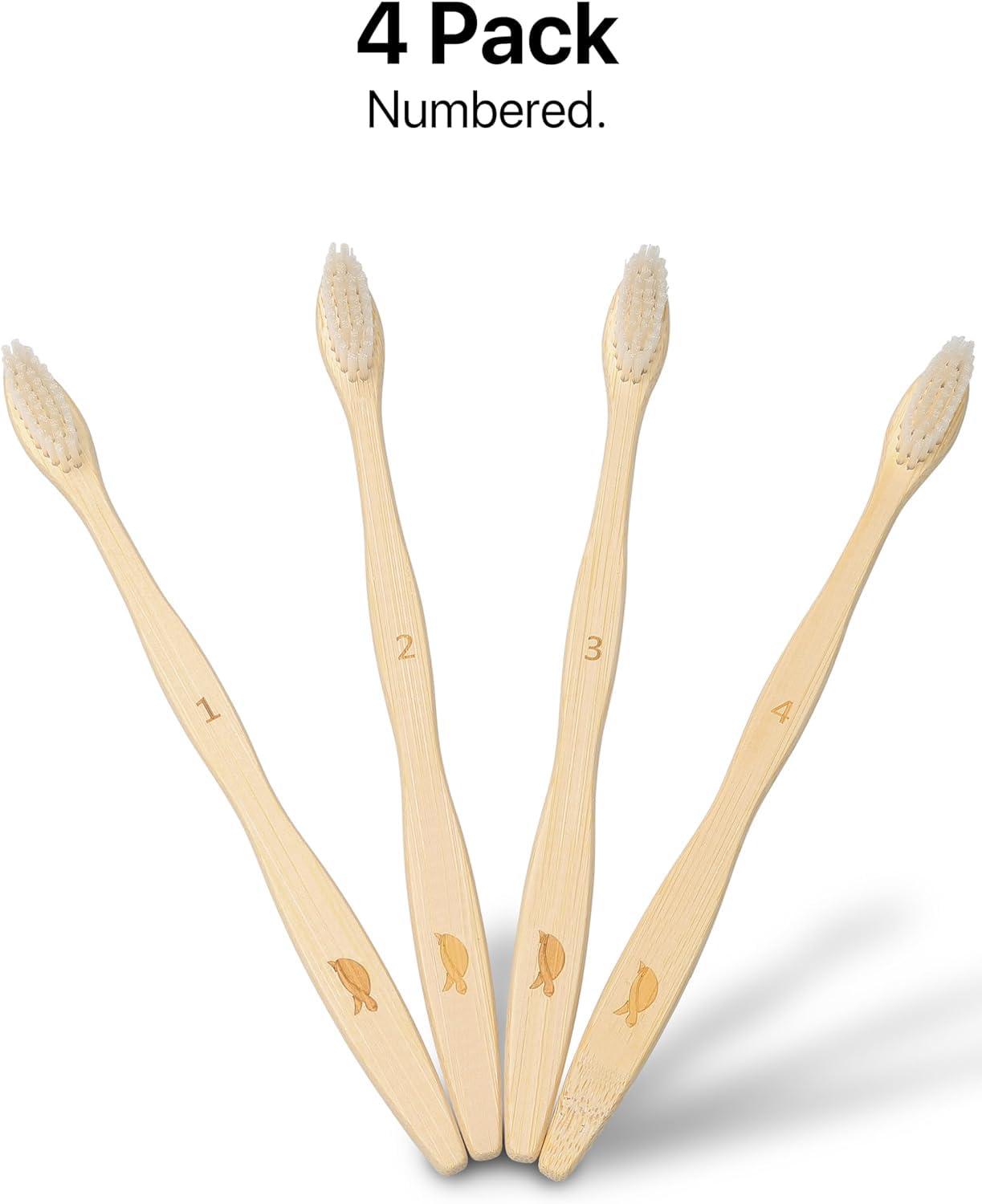 Sea Turtle Plant-Based Bristles, Bamboo Toothbrushes, Soft Natural Toothbrush for Adults (4 Pack) - Image 4