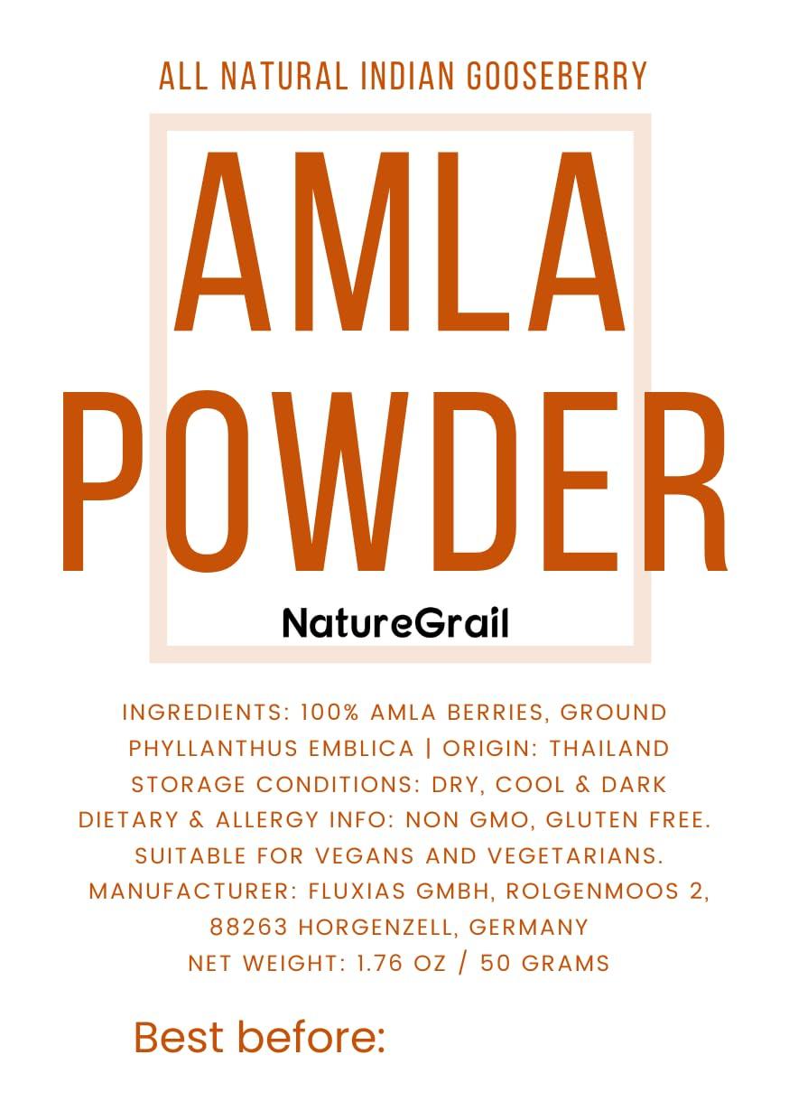 Amla Powder, Made From 100% Phyllanthus Emblica - Pure, Natural Emblic Myrobalan, Ground Indian Gooseberry - Net Weight: 1.76oz/50g - Image 3