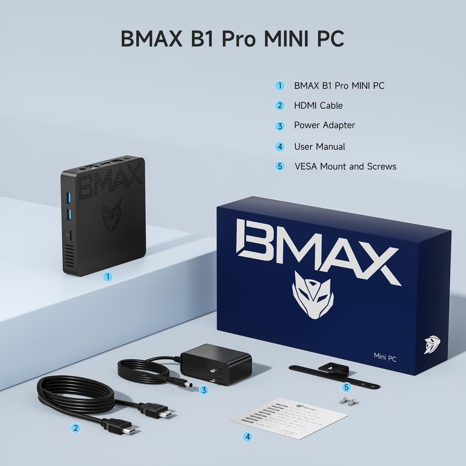 Bmax Mini PC B1 Pro 8GB LPDDR4 /128GB eMMC, Intel Gemini Lake N4000 (Up to 2.6 GHz), Support 512GB/2TB M.2 SSD Expansion, 2.4G/5G Dual WiFi BT4.2, 4K Dual Display Micro Computer - Image 8