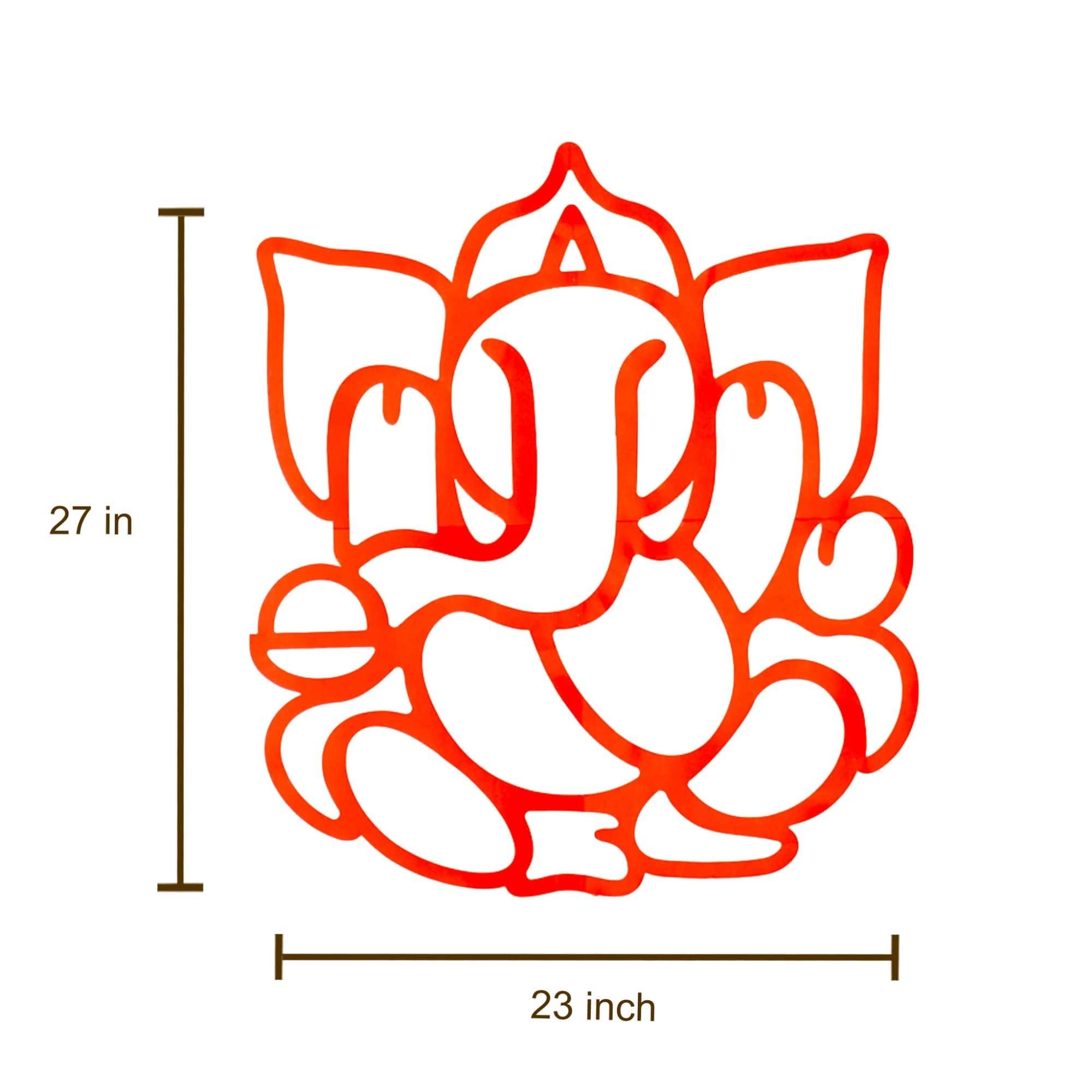 Desi Favors Red Huge Lord Ganesh Cutouts | Indian DIY Backdrop Decorations | Ganapati Pooja Backdrop Decoration | Indian Goodes Cultures Events | Traditional Cutout | 27x23 inch (Pack of 2) - Image 2