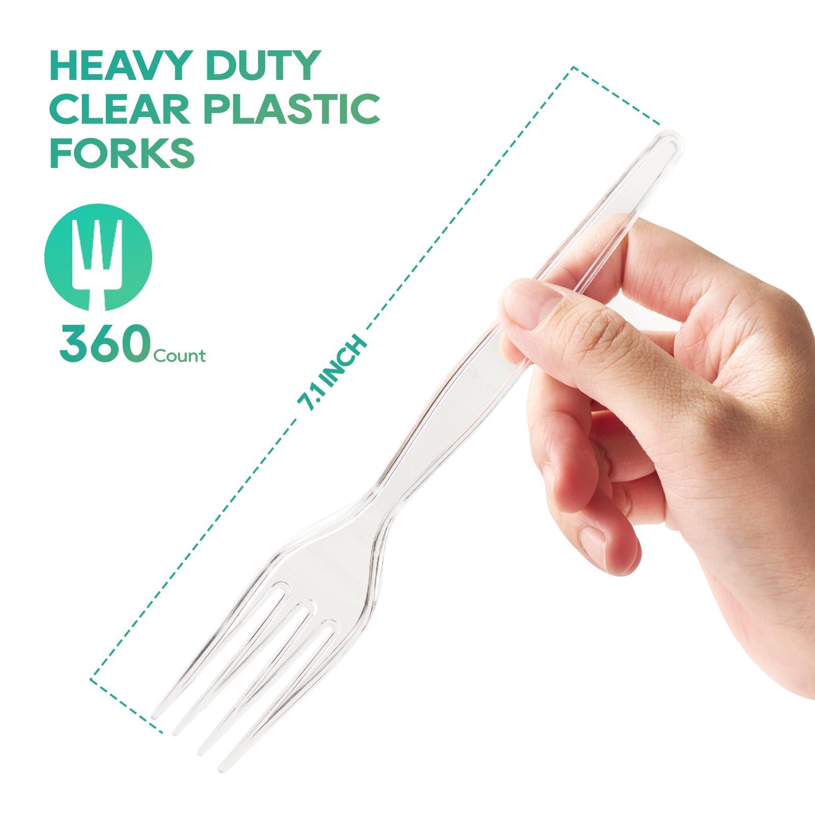 FOCUSLINE 360 Count Clear Plastic Forks Heavy Duty, Solid and Durable Premium Disposable Forks Bulk, Suitable for Catering, Parties, Events and Everyday Use - Image 3
