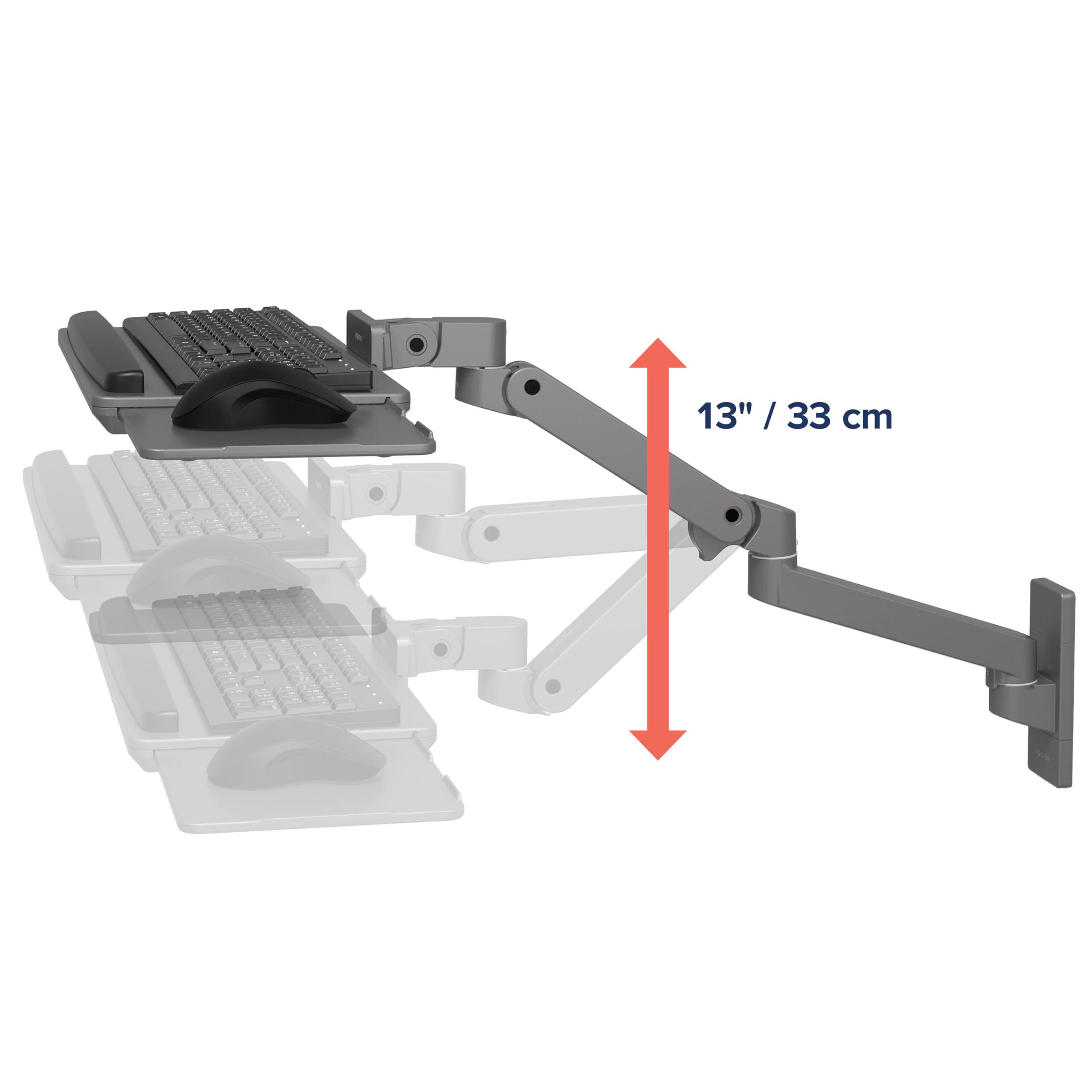 Ergotron – Upgraded LX Pro Premium Keyboard Arm, Wall Mount Adjustable Keyboard Tray – Dark Grey - Image 2