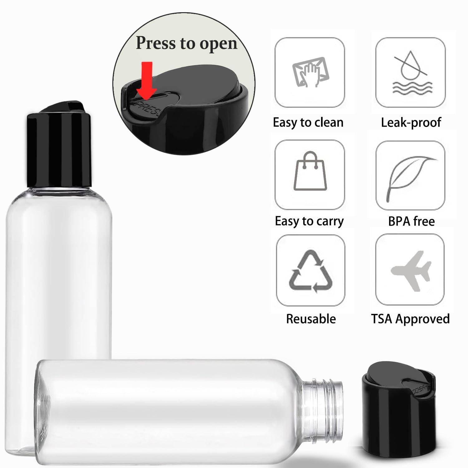 DNSEN 5 Pack 3.4 oz Travel Bottles for Toiletries TSA Approved Leakproof Plastic Empty Travel Size Bottles Containers with Labels - Image 4