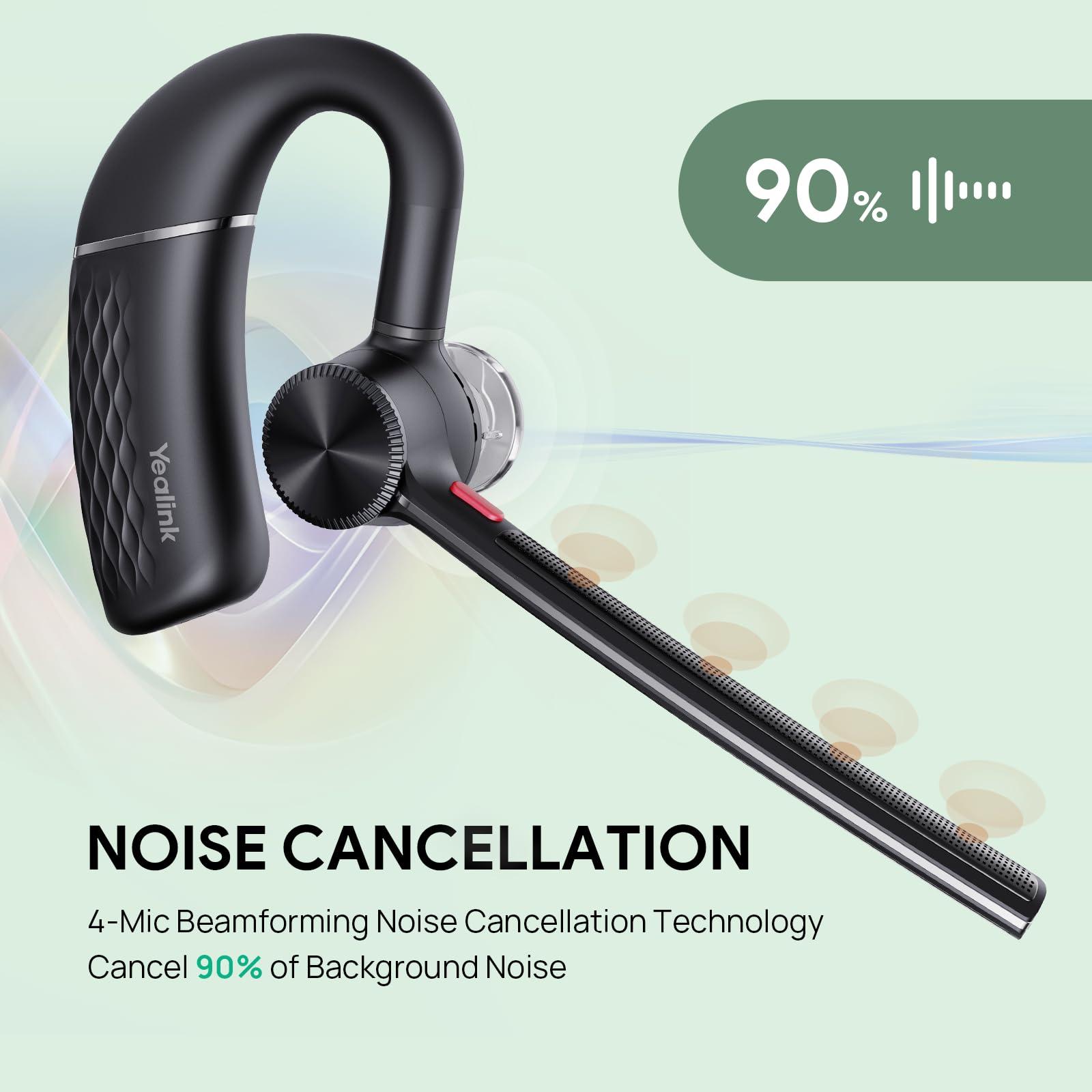Yealink BH71 Lite Bluetooth Headset,Wireless Earpiece with 4 Noise Cancelling Microphone,10H Talk Time, Adjustable Ear Hook,Bluetooth Earphones for Cell Phone,Driving,Office Work - Image 2