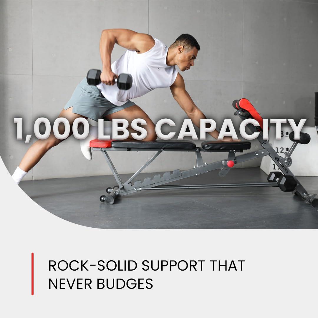 Finer Form Multi-Functional FID Weight Bench for Full All-in-One Body Workout – Hyper Back Extension, Roman Chair, Adjustable Ab Sit up Bench, Incline Decline Bench, Flat Bench - Image 4
