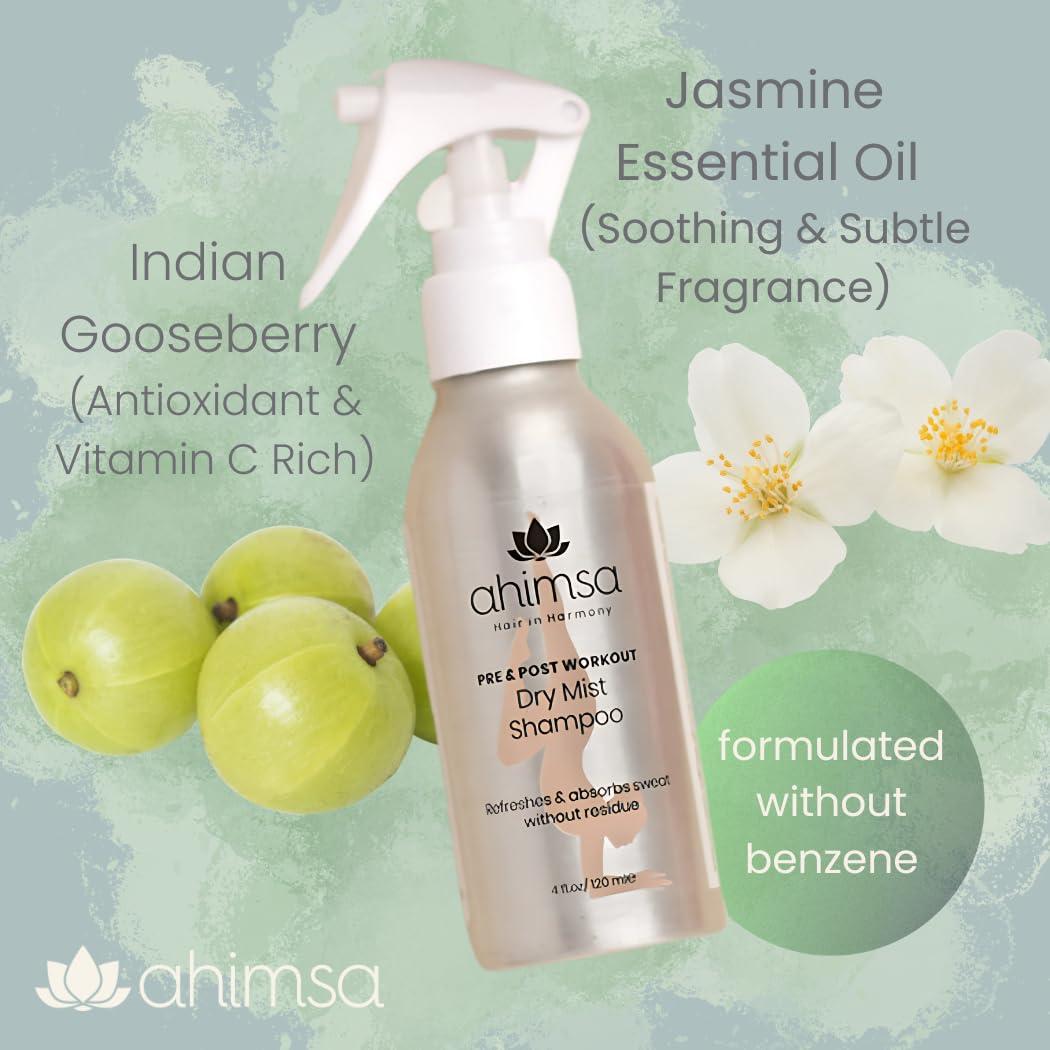 Ahimsa Dry Mist Shampoo for Dark Hair – No White Residue, No Powder, No Benzene – Instantly Refreshes & Absorbs Sweat – Easy Application, Non-Aerosol, Vegan, Cruelty-Free - Image 6