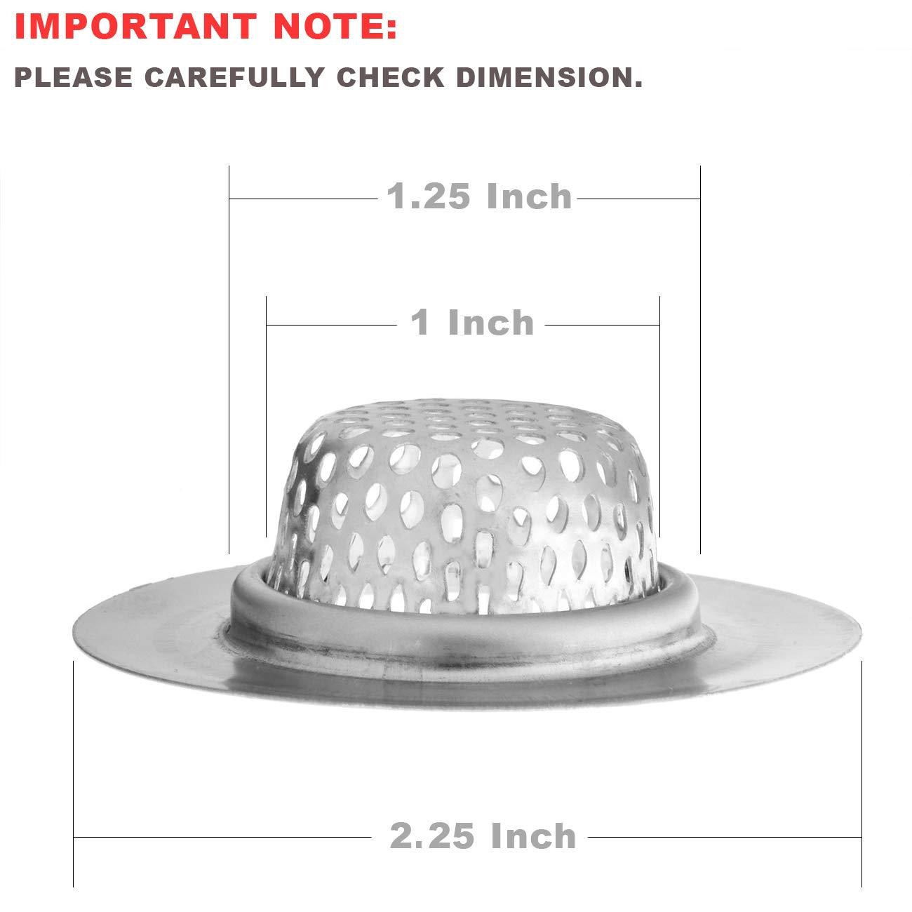 4 Pcs - Bathroom Sink Strainers and Stopper Plug (Use Separately) - 2.125" Top / 1" Basket, Stainless Steel Strainers and Rubber Plug Stopper for Standard Bathroom, Utility, Slop and RV Sink. - Image 2