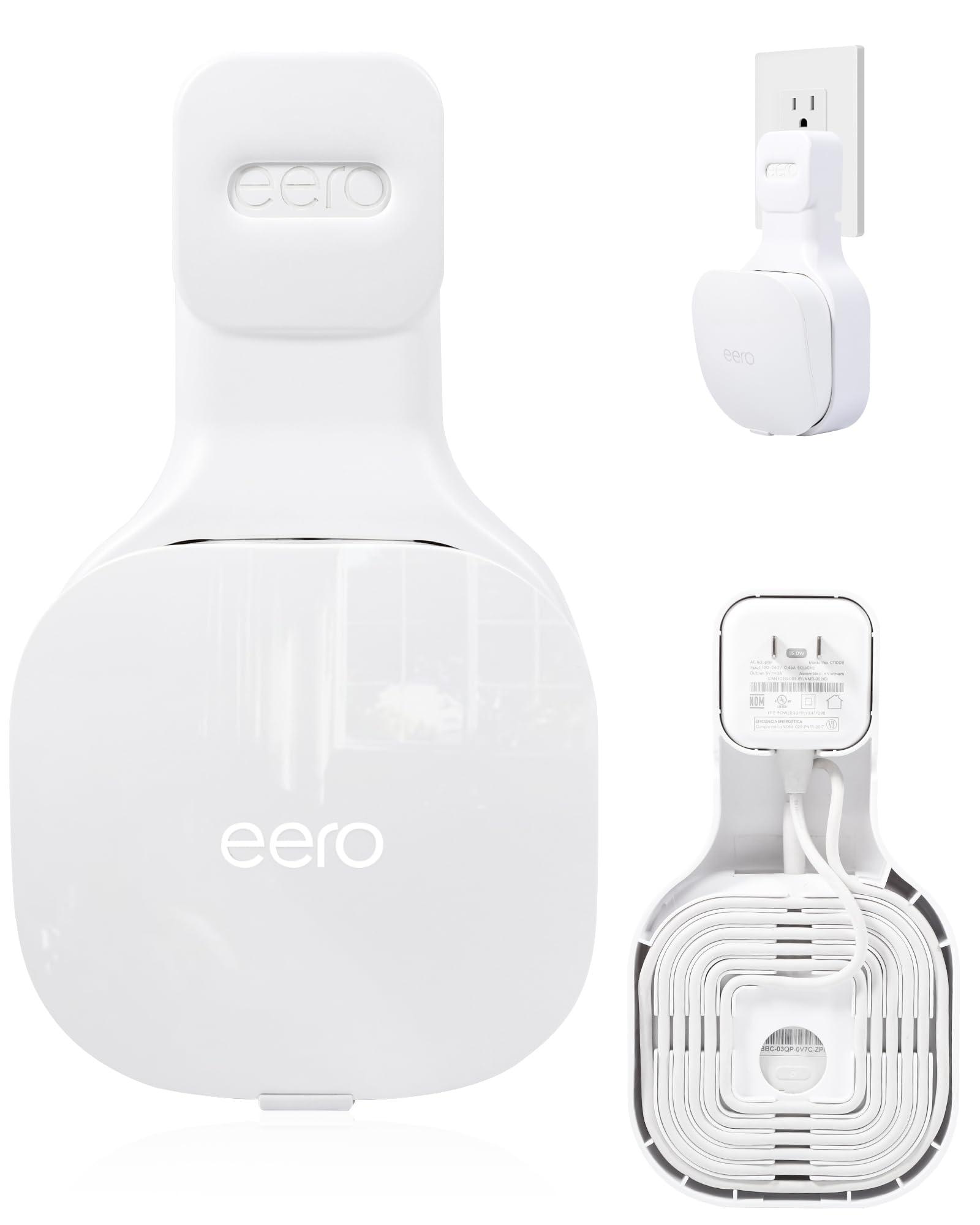 LIGHTMEUP Outlet Wall Mount Only Compatible with eero Mesh WiFi Router Extender & 15W Adapter No Messy Wires and Space Saving Screwless Holder Stand Bracket System
