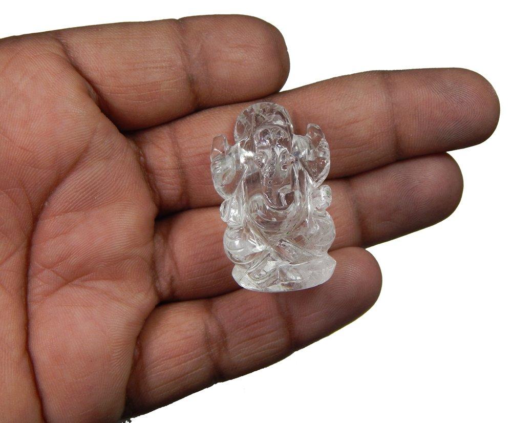 Myhealingworld Ganesh Statue Natural Crystal Quartz Gemstone Ganesha Success and Good Luck Crystal Sculpture Pocket Size Ganesha Statue - Image 4