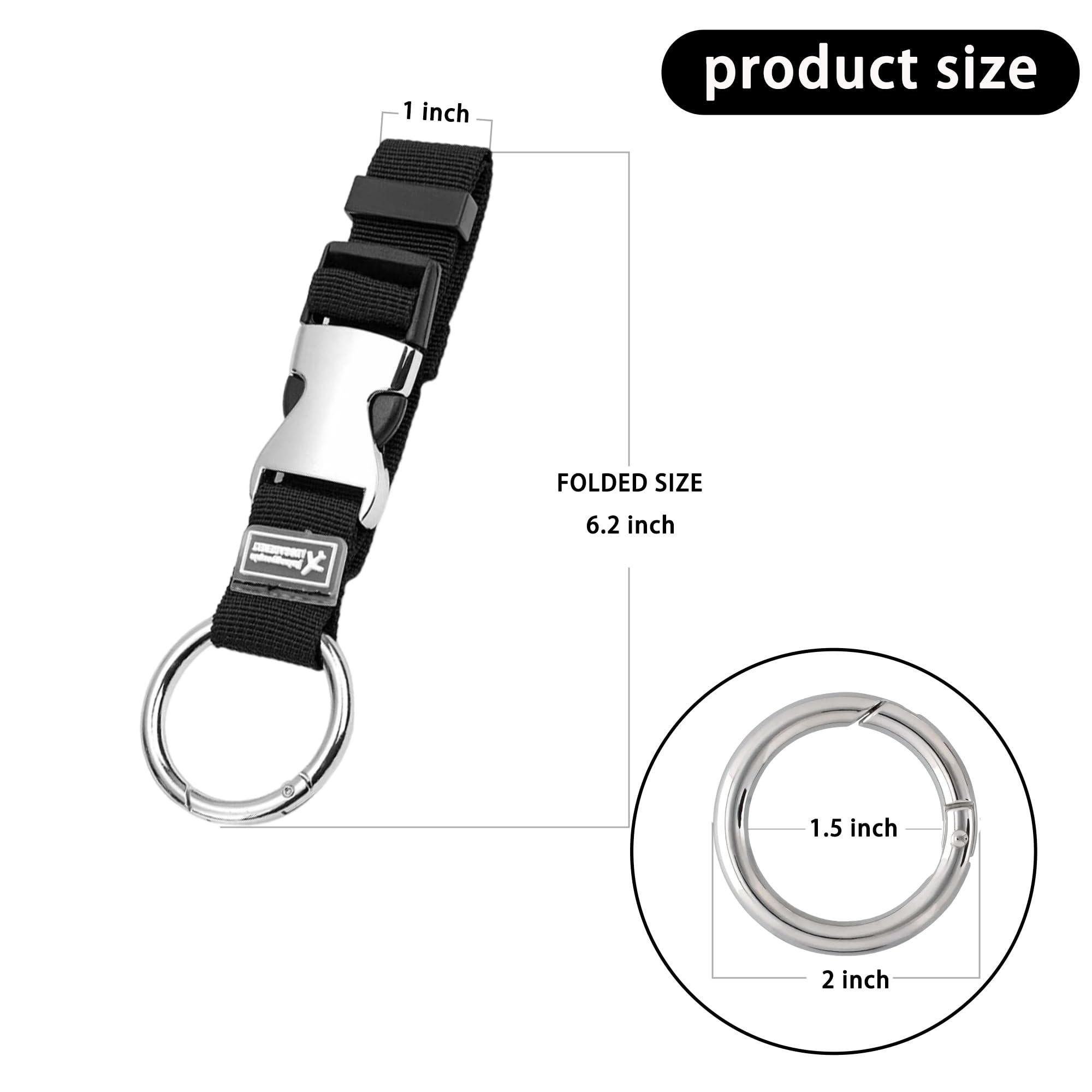 FLONSA Luggage Straps 2" Metal Key Ring Clips, Add-A-Bag Luggage Strap Jacket Gripper, Luggage Straps for Suitcases, Small Carabiner Clips for Keychains, Purse, and Travel Accessories-Black - Image 2