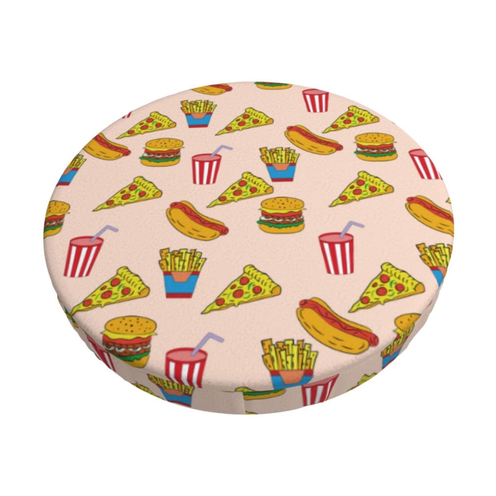 TZTTZT Bar Stool Covers, Non-Slip Hamburger Pizza Coke Bar Stool Seat Covers 13 inch, Washable Bar Stool Covers Round - Image 7