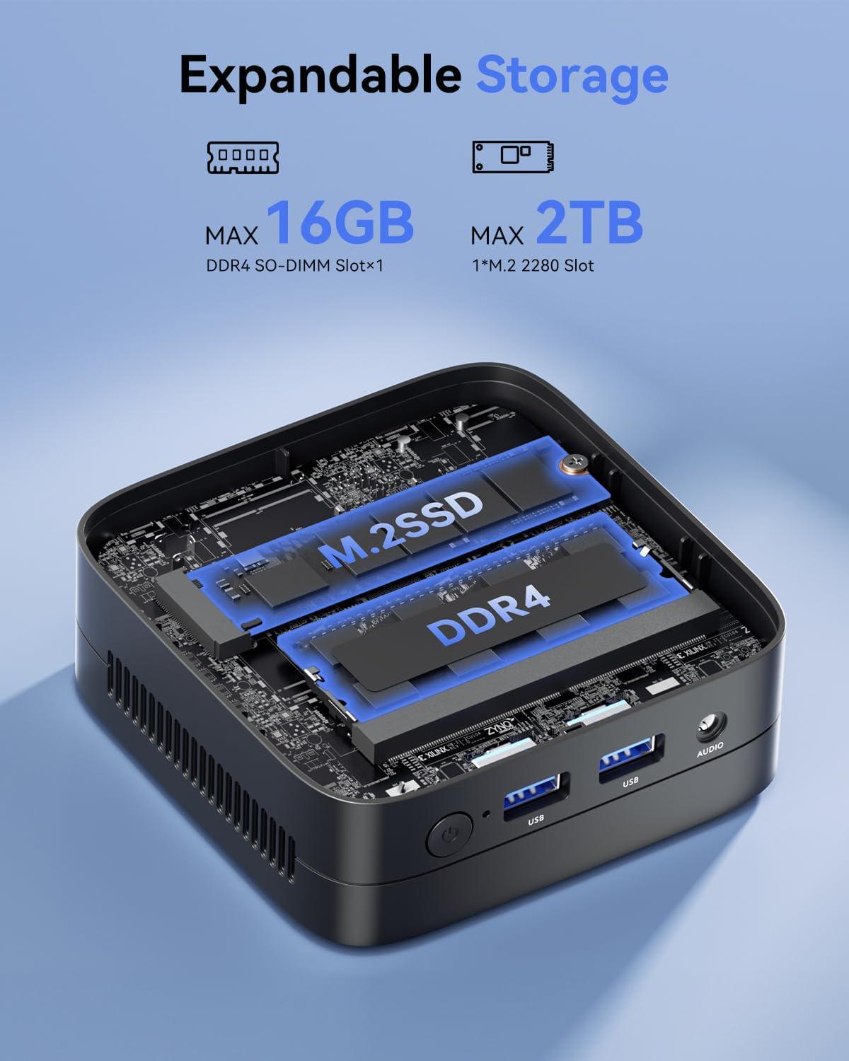 KAMRUI Mini PC, 16GB DDR4 RAM 512GB M.2 SSD, Mini Computer Intel Twin Lake N150 (Upgraded N100, 4 Cores, up to 3.6GHz), Desktop Computer Dual 4K, Ethernet, WiFi, Bluetooth for Business, Office, Home - Image 6