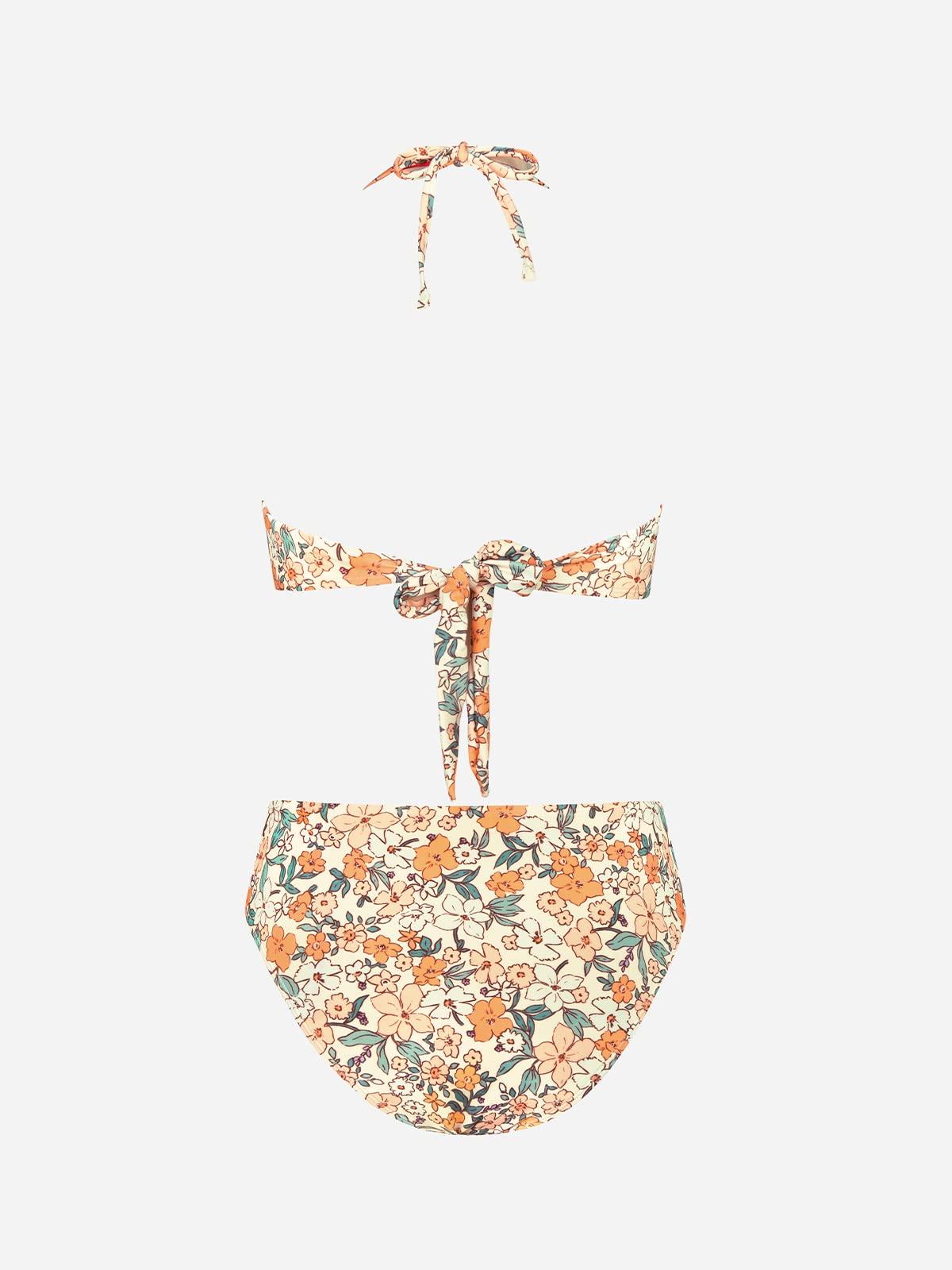CUPSHE Bikini Set for Women Two Piece Swimsuit Bandeau Top Back Tie Mid Waisted Bottom with Removable Shoulder Straps - Image 7