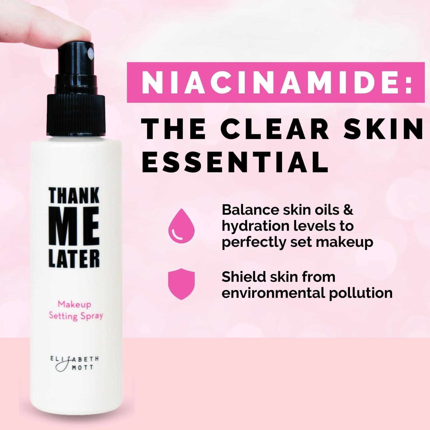 Elizabeth Mott Thank Me Later 3-in-1 Dewy Makeup Setting Spray - Hydrating & Long-Lasting Fine Mist with Niacinamide for Radiant, Glowy Skin - Lightweight, Oil-Free & Cruelty-Free Formula, 95 mL - Image 5