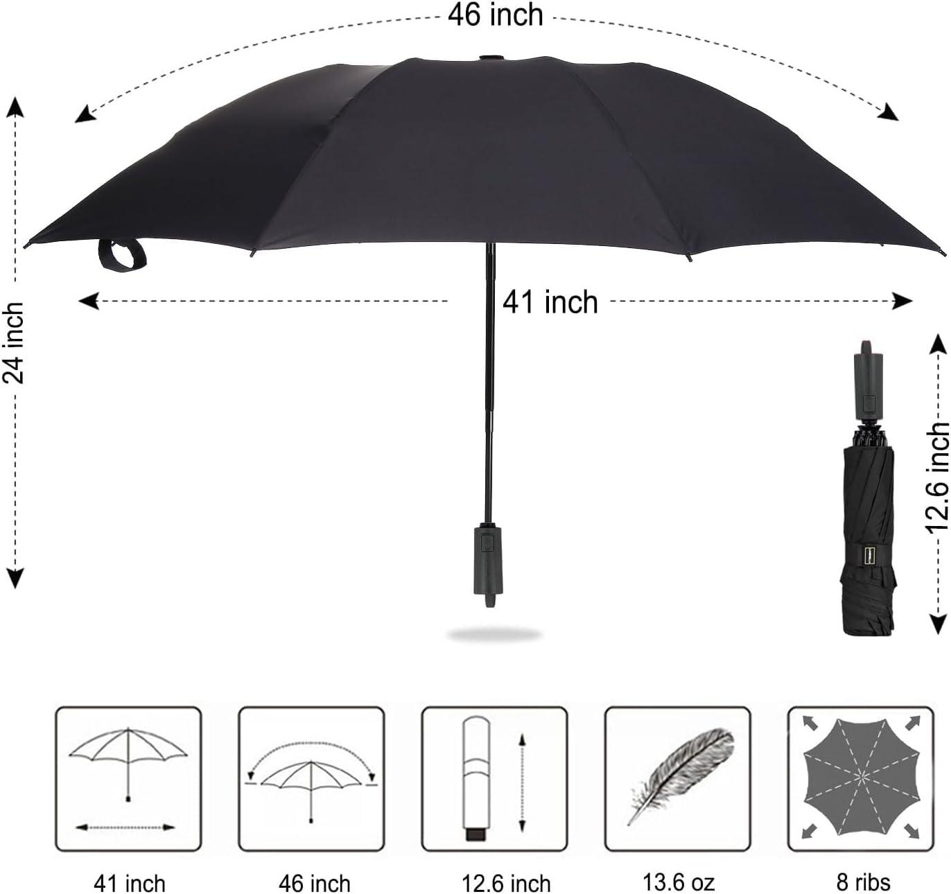 LANBRELLA Compact Reverse Folding Umbrella Auto Windproof Travel Umbrella - Image 6