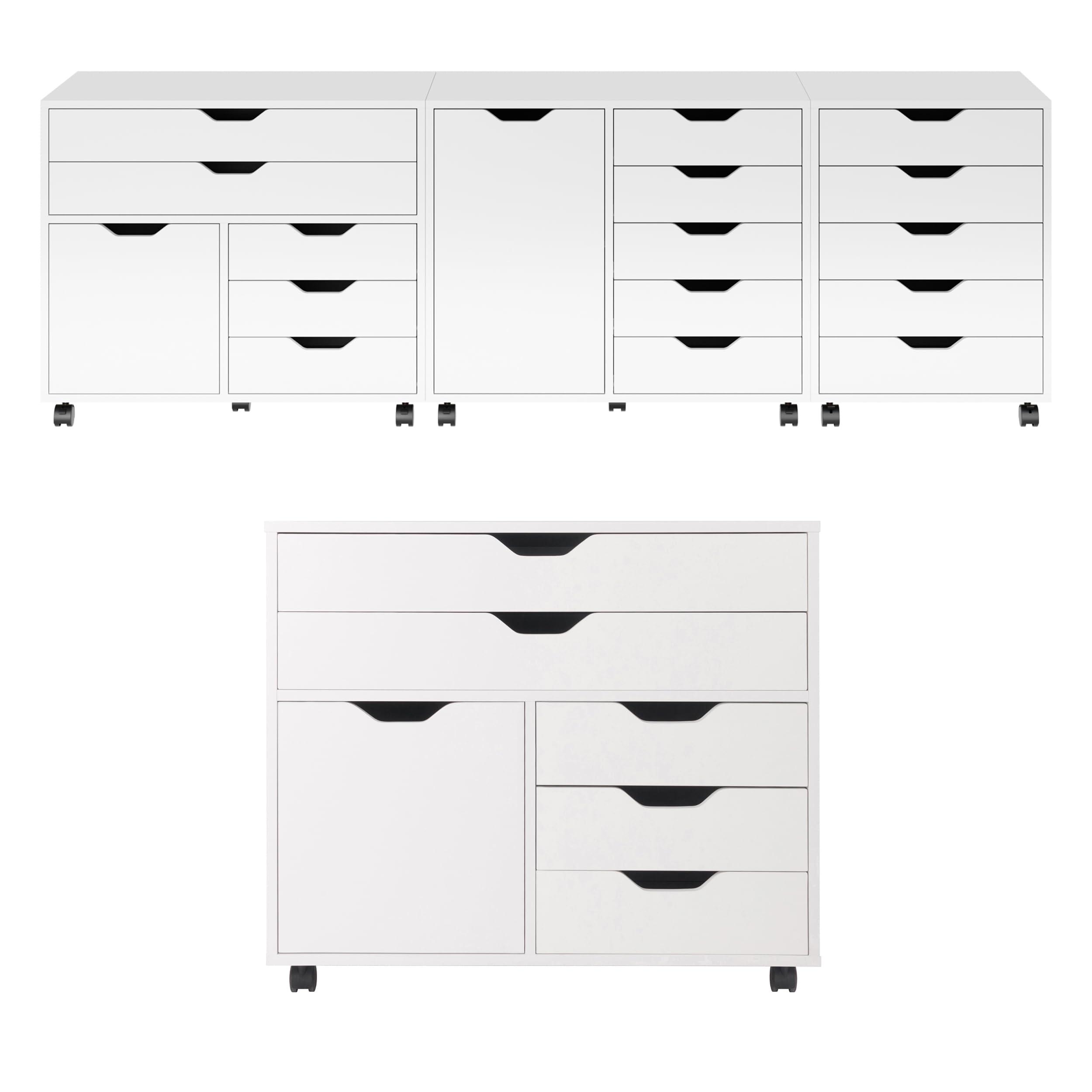 Winsome Halifax 3-Section Mobile Cabinet with 5 Drawers, for Living Room, Home Office, White - Image 11
