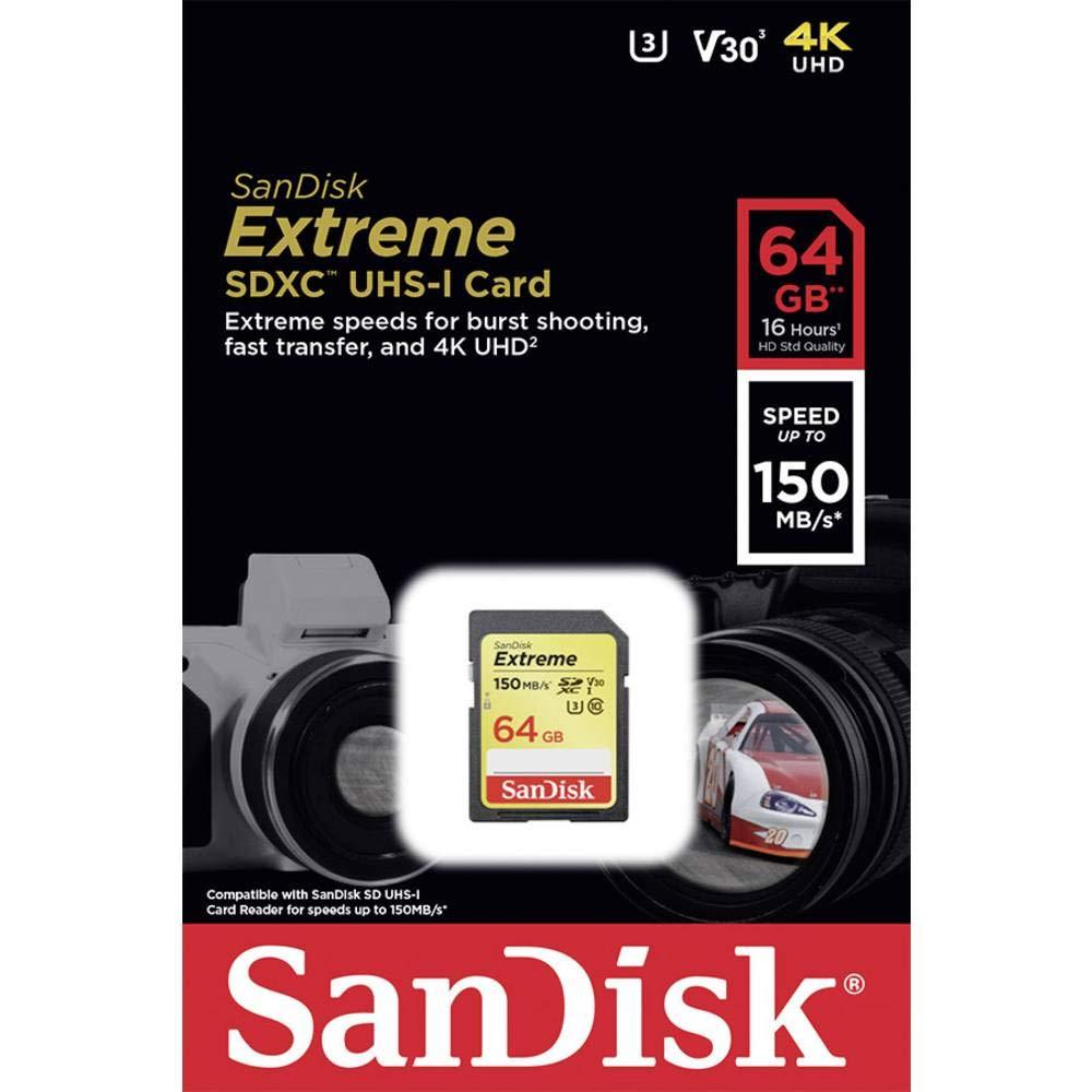 SanDisk 64GB Extreme SDXC UHS-I Memory Card - 150MB/s, C10, U3, V30, 4K UHD, SD Card - SDSDXV6-064G-GNCIN - Image 4