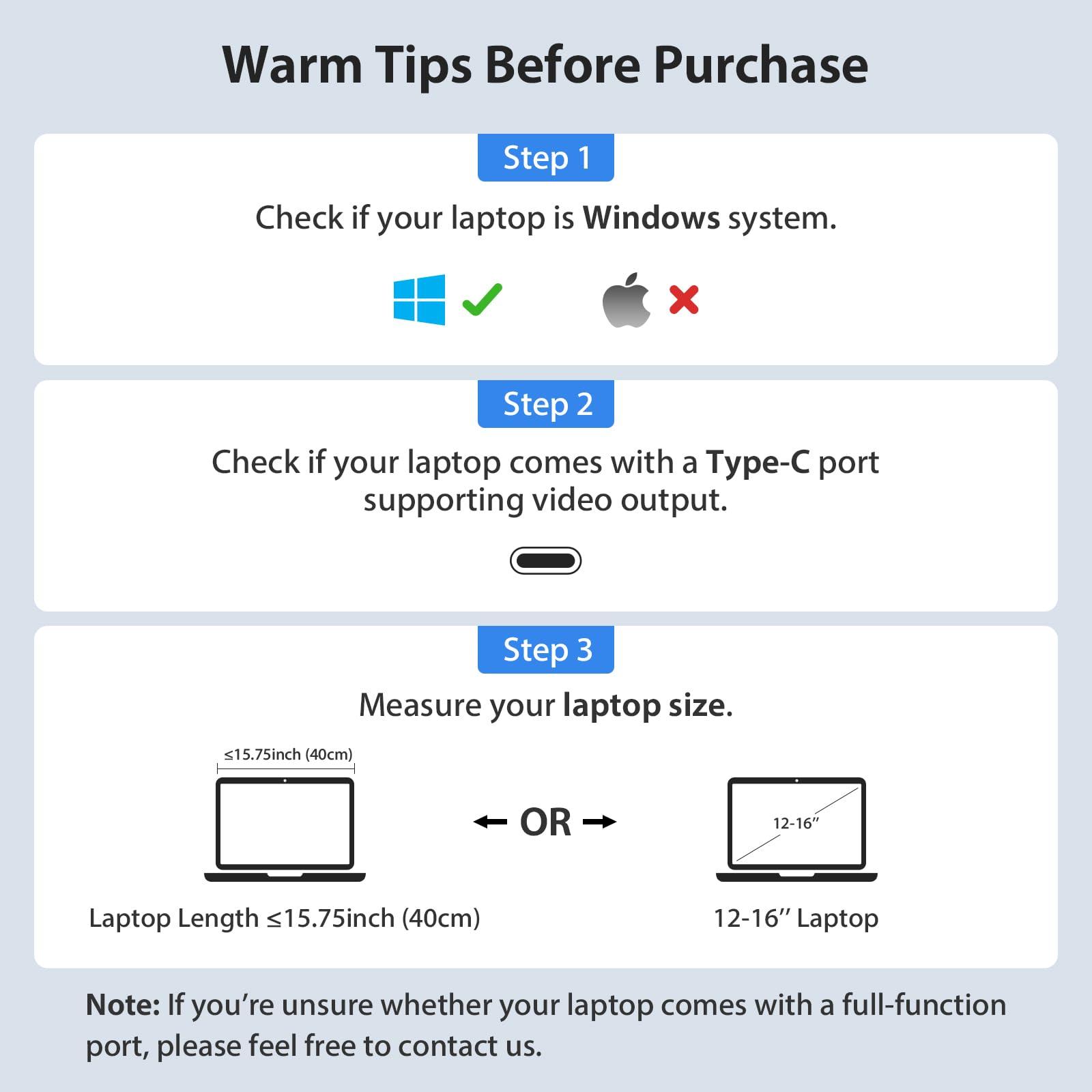 KYY Triple Laptop Screen Extender, 14" 1080P FHD IPS Dual Portable Extended Monitor, USB C Travel for 12-16'' Laptop, 210°Rotation & Kickstand, Plug and Play, X90 (Windows Only) - Image 9