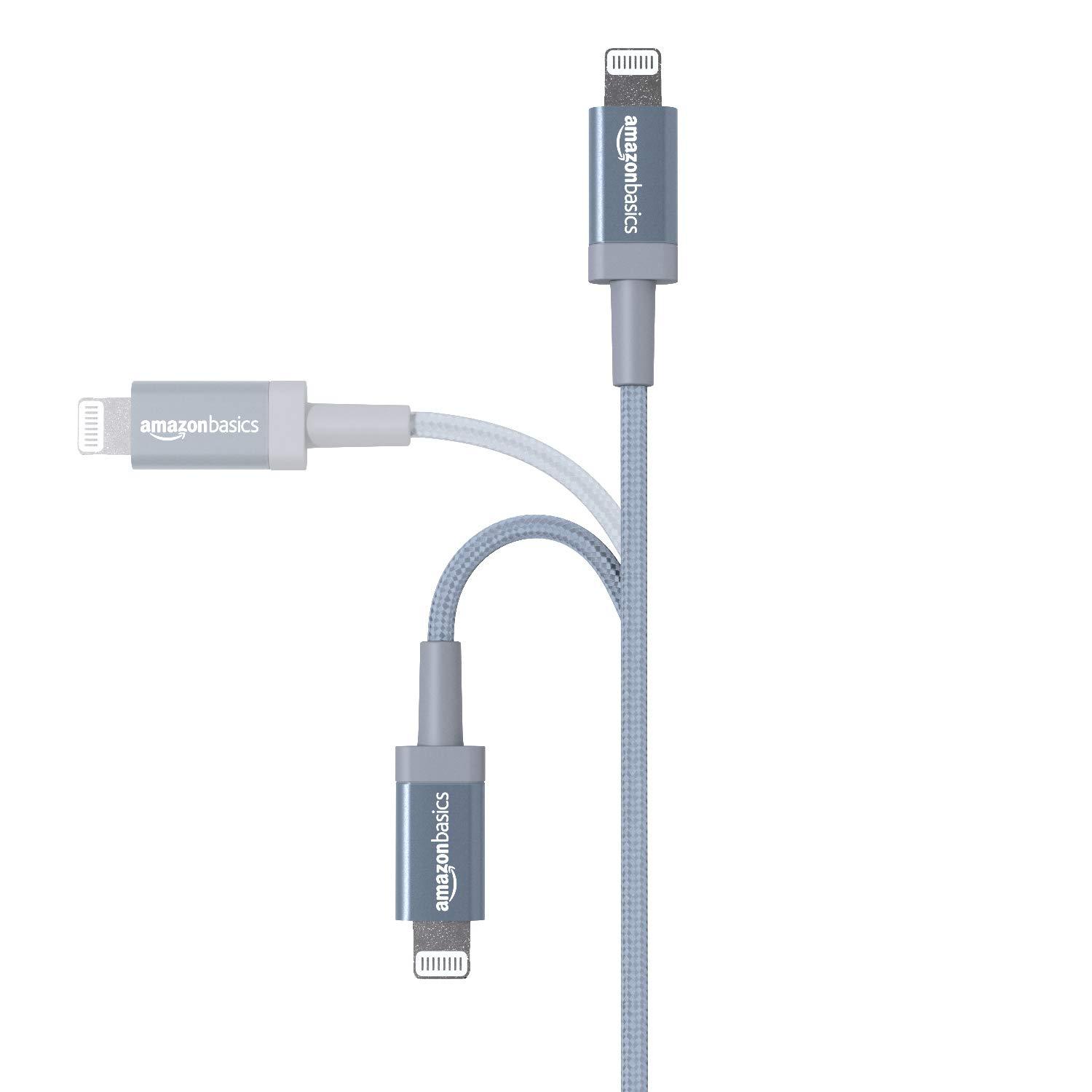 Amazon Basics USB-A to Lightning Charger Cable, Nylon Braided Cord, MFi Certified Charger for Apple iPhone 14 13 12 11 X Xs Pro, Pro Max, Plus, iPad, 6 Foot, Dark Gray - Image 2
