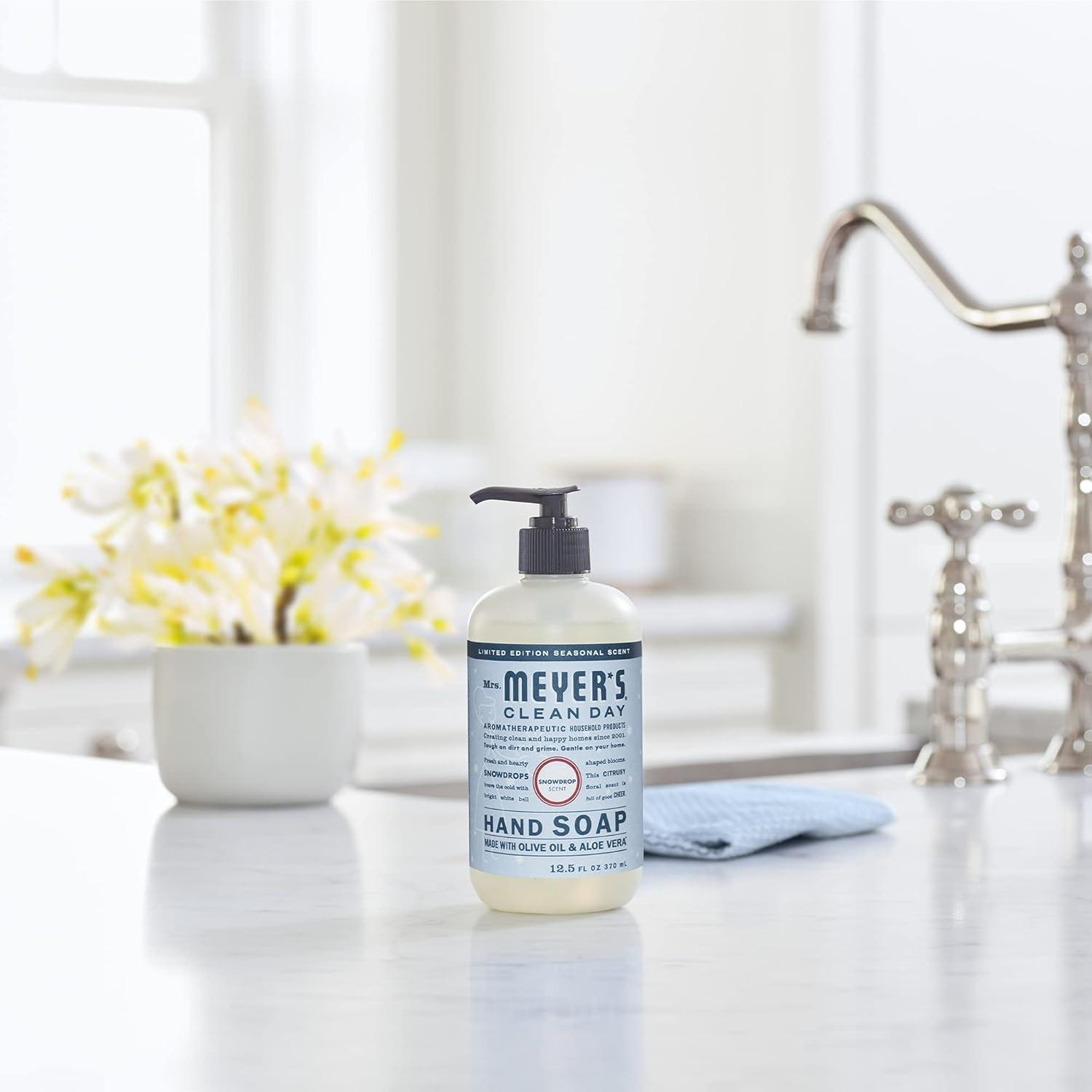 MRS. MEYER'S CLEAN DAY Hand Soap, Made with Essential Oils, Biodegradable Formula, Snowdrop, 12.5 fl. oz - Image 6