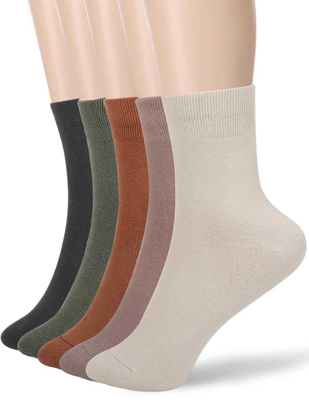 FGZ Women Thin Cotton Socks, Soft Cotton Bootie Socks Women Above Ankle Crew Socks 5-10 Pairs
