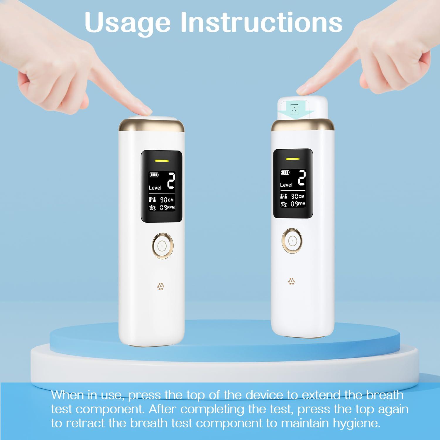 Smart Oral Odor Freshening Rate Detector, Portable Oral Breath Monitor with Real-Time Odor Checking, 32-bit CPU, Professional Bad Oral Odor Rate Checker for Personal Use - White - Image 3