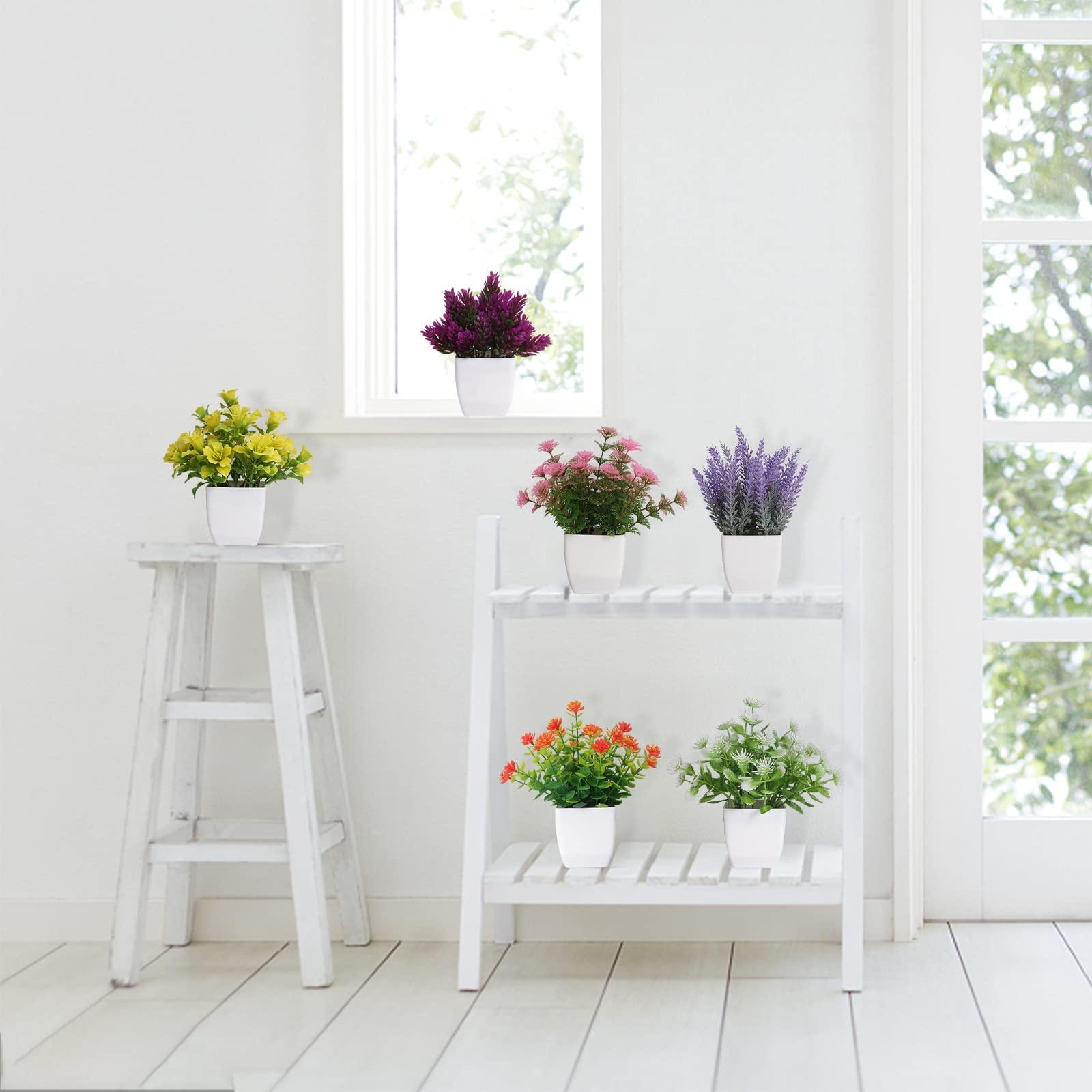 6pcs Artificial Pot Flowers Small Fake Plants with Pot Mini Potted Plants for House Office Tabletop Decoration - Image 2