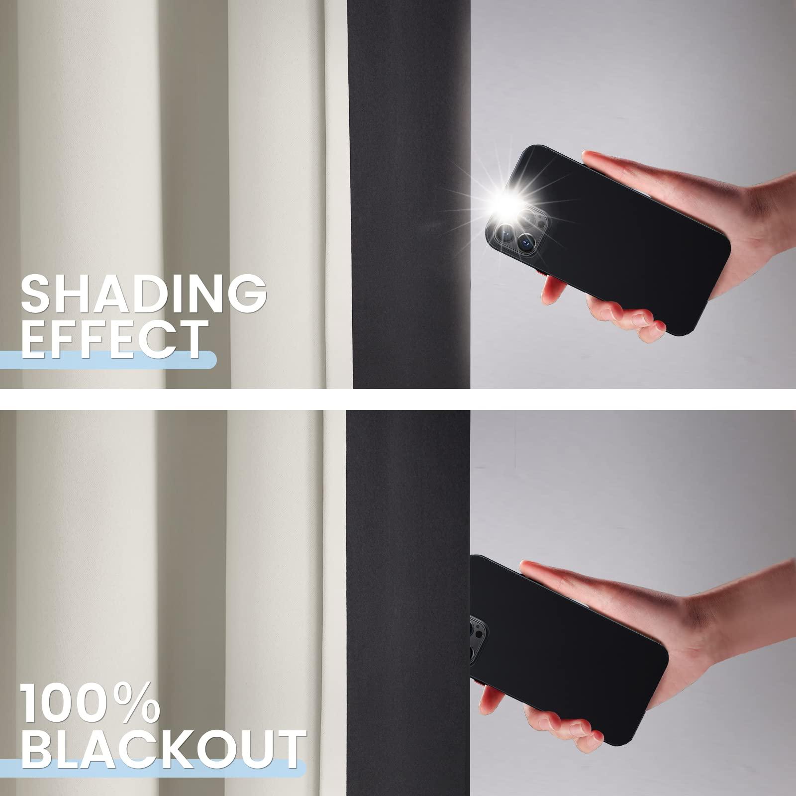 SimpleHome 100% Blackout Curtains for Bedroom,Thermal Insulated Grommet Window Drapes Room Darkening Cream Curtains for Living Room with Black Back,52 x 84 Inch,2 Panels - Image 3