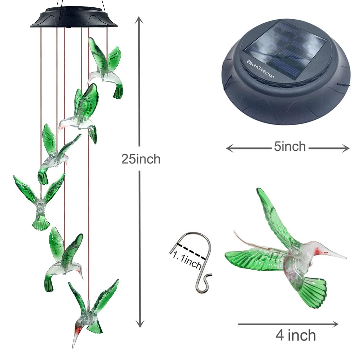 Hummingbird Solar Chimes,Unique Birthday Gifts for Women/Mom/Grandma,Best Idears Grardening - Image 2