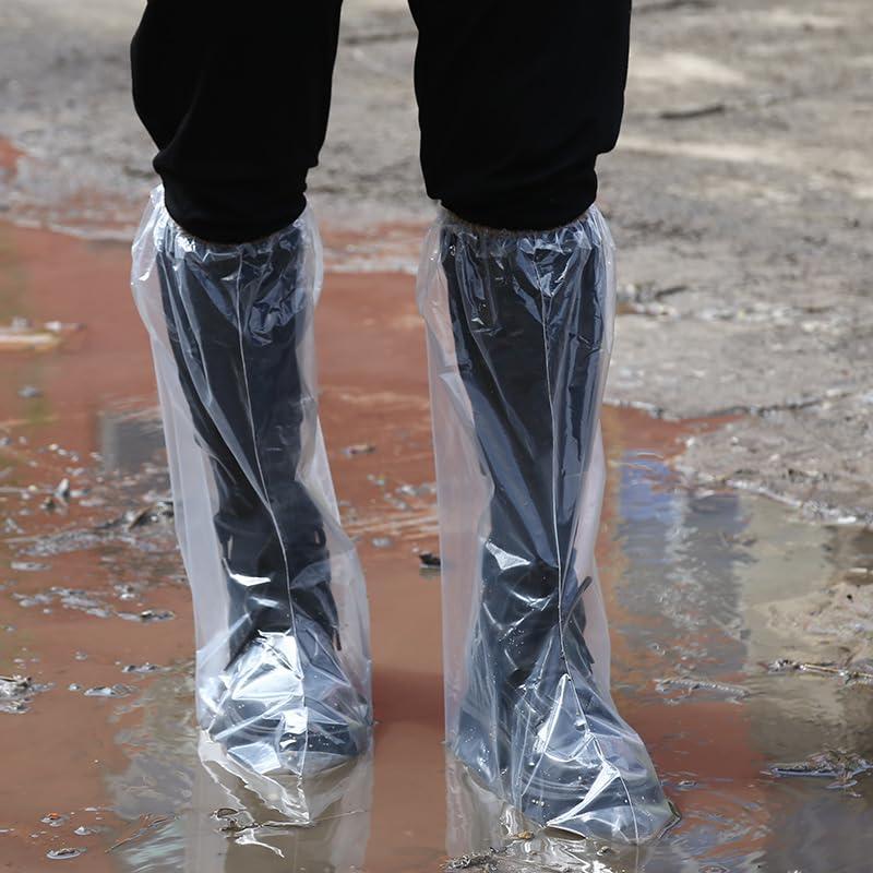 100 Pcs Disposable Thicker Boot and Shoe Covers,19 inch Tall Large,Waterproof Anti-Slip Overshoe (50 Pairs),Outdoor Indoors Overshoes, Fit Up To Men's 11 & Women's 13 (Clear) - Image 2