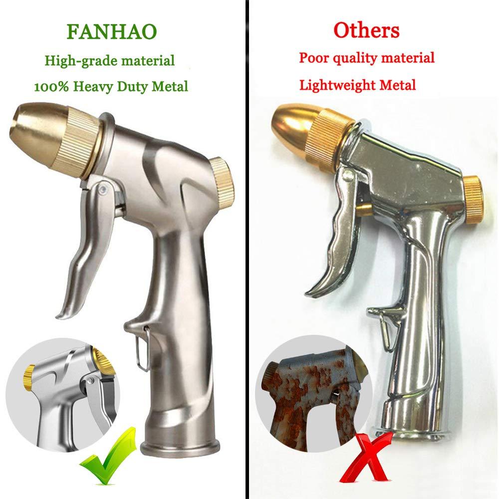 FANHAO Upgraded Garden Hose Nozzle Sprayer, 100% Heavy Duty Metal Handheld Water Nozzle High Pressure in 4 Spraying Modes for Watering Plants and Lawn, Car Washing, Patio and Pet - Image 4