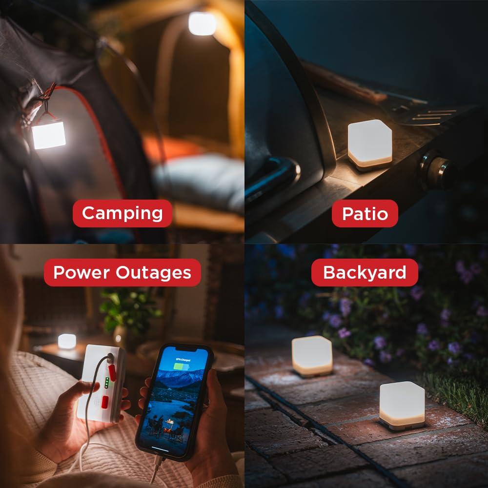 LuminAID Trio Solar Cube Lanterns with Phone Charger - LED Lamp for Camping, Hiking, and Travel - Emergency Light for Power Outages, Hurricane, Survival Kits - Image 3
