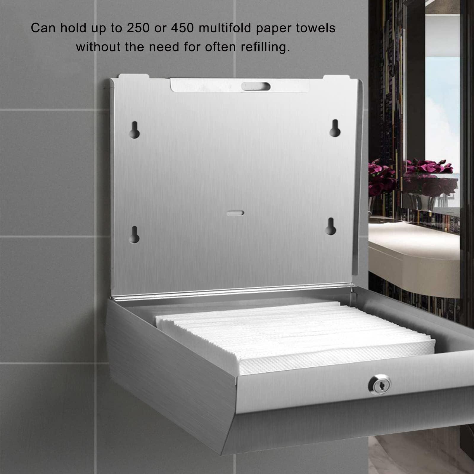 Comercial Paper Towel Dispenser Wall Mount, Stainless Steel Hand Towel Dispenser with Lock, Trifold/C Fold Paper Towel Holder for Bathroom Kitchen Office Public Places, Large Capacity Tissue Holder - Image 4