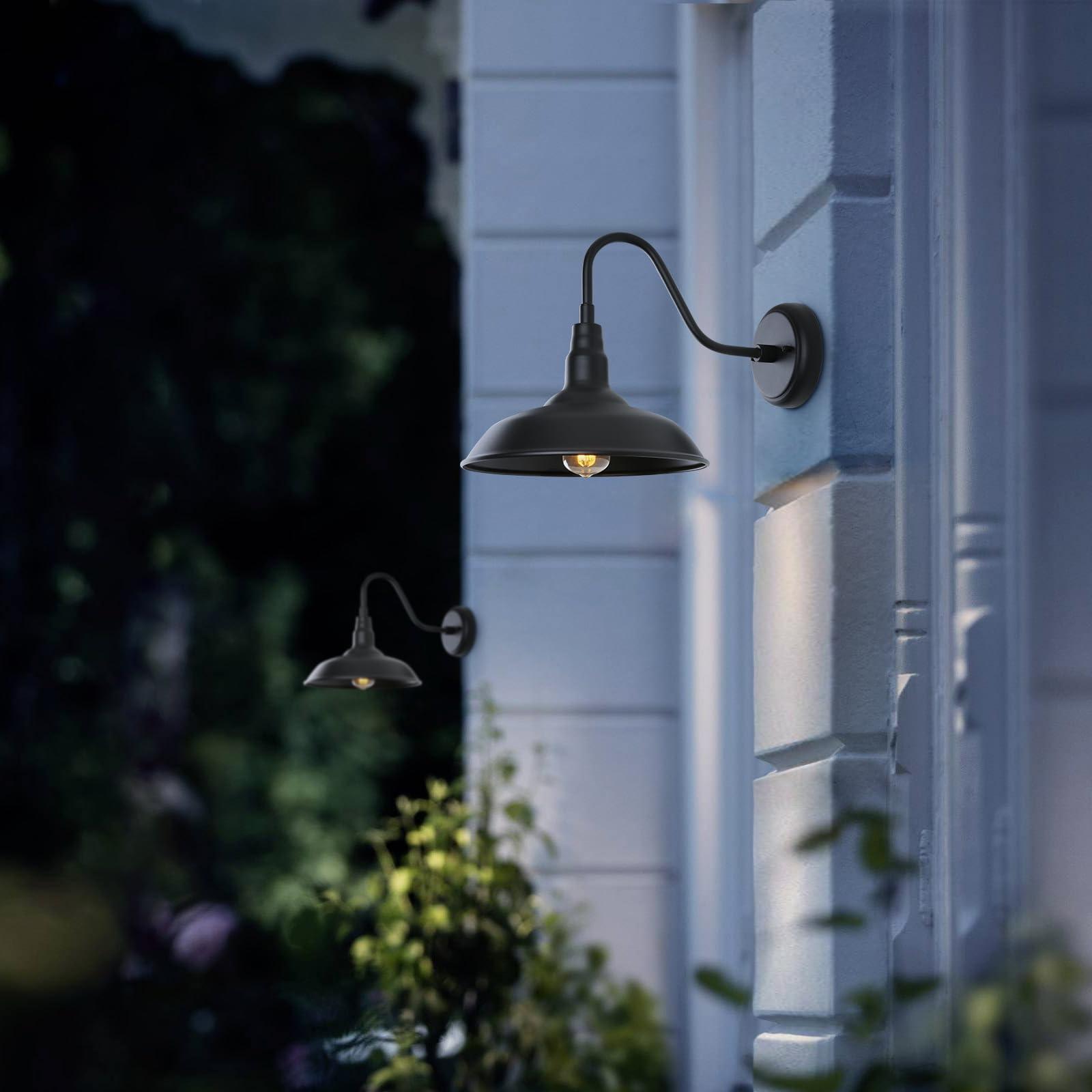 GOALPLUS 10in. Gooseneck Barn Light 6 Pack Farmhouse Wall Mount Light Fixture Exterior Waterproof Black Industrial Wall Sconce for Porch, Garage, Patio and Doorway, E26, LM2201-6P - Image 6