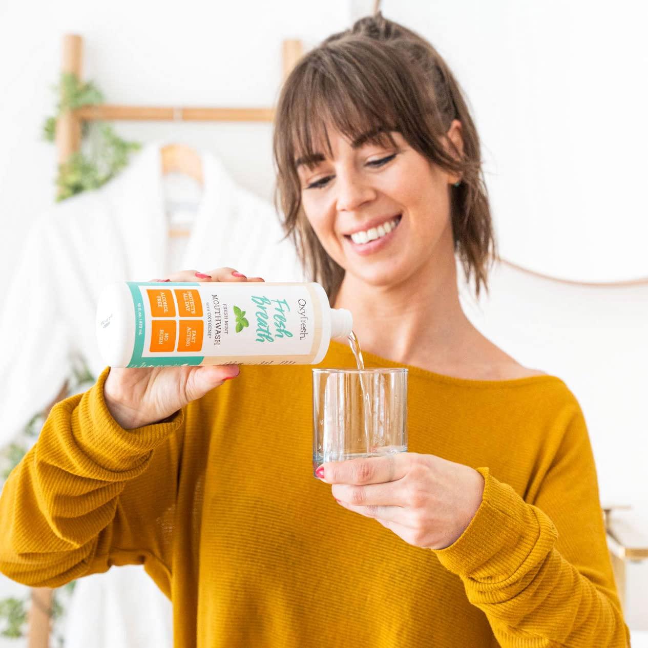 Oxyfresh Fresh Breath Fresh Mint Mouthwash – Dentist Recommended for Long-Lasting Fresher Breath & Healthy Gums | Alcohol & Fluoride Free (1-16 oz Bottle) - Image 3
