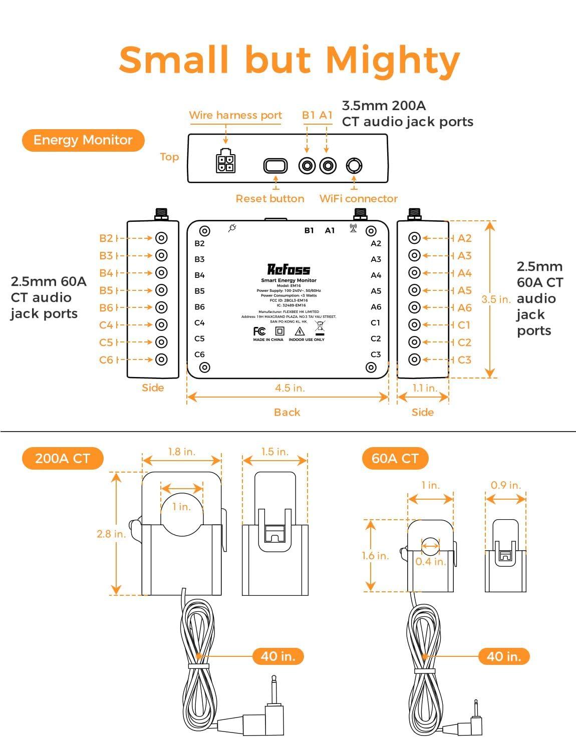 Smart Home Energy Monitor Supports Home Assistant, Real-Time Accurate Energy Consumption Tracking, Electricity Usage Monitor with 16x60A Circuit Sensors, 36-Month History, Solar Metering, 2.4G - Image 9