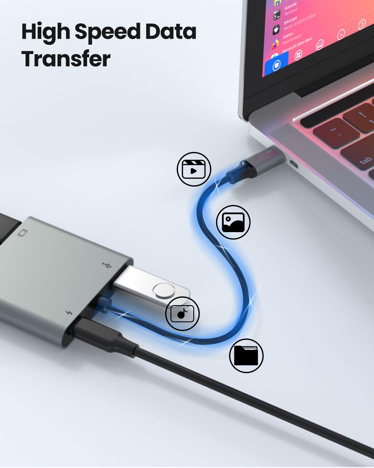 USB C to Dual HDMI Adapter, Fophmo 4K@60Hz HDMI Splitter Extended Display for Dual Monitors, 100W PD, USB-A Port, Windows Allows Multi-Monitor Display 3 Separate Screens, macOS Only Allows Mirror Mode - Image 6