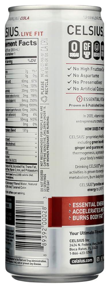 CELSIUS Sparkling Cola, Functional Essential Energy Drink 12 Fl Oz (Pack of 24) - Image 3