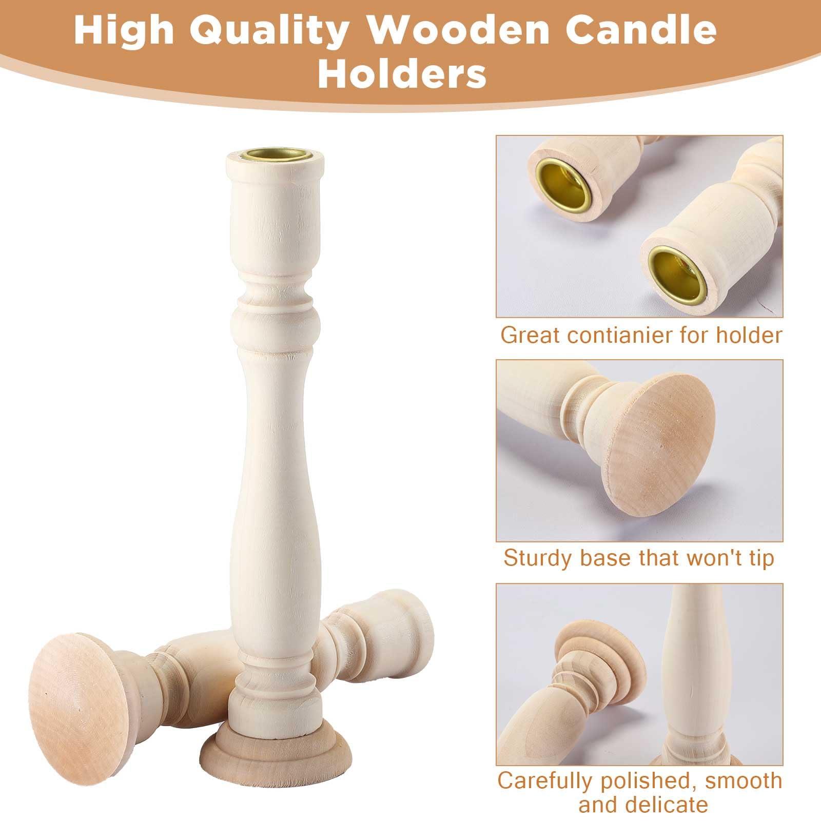 Tanlade 16 Pcs Wooden Candle Holders Set for Pillar Candles Farmhouse Unfinished Wood Candlesticks Holder Rustic Candlestick Holder Stand for Fireplace Dining Table Centerpiece - Image 4