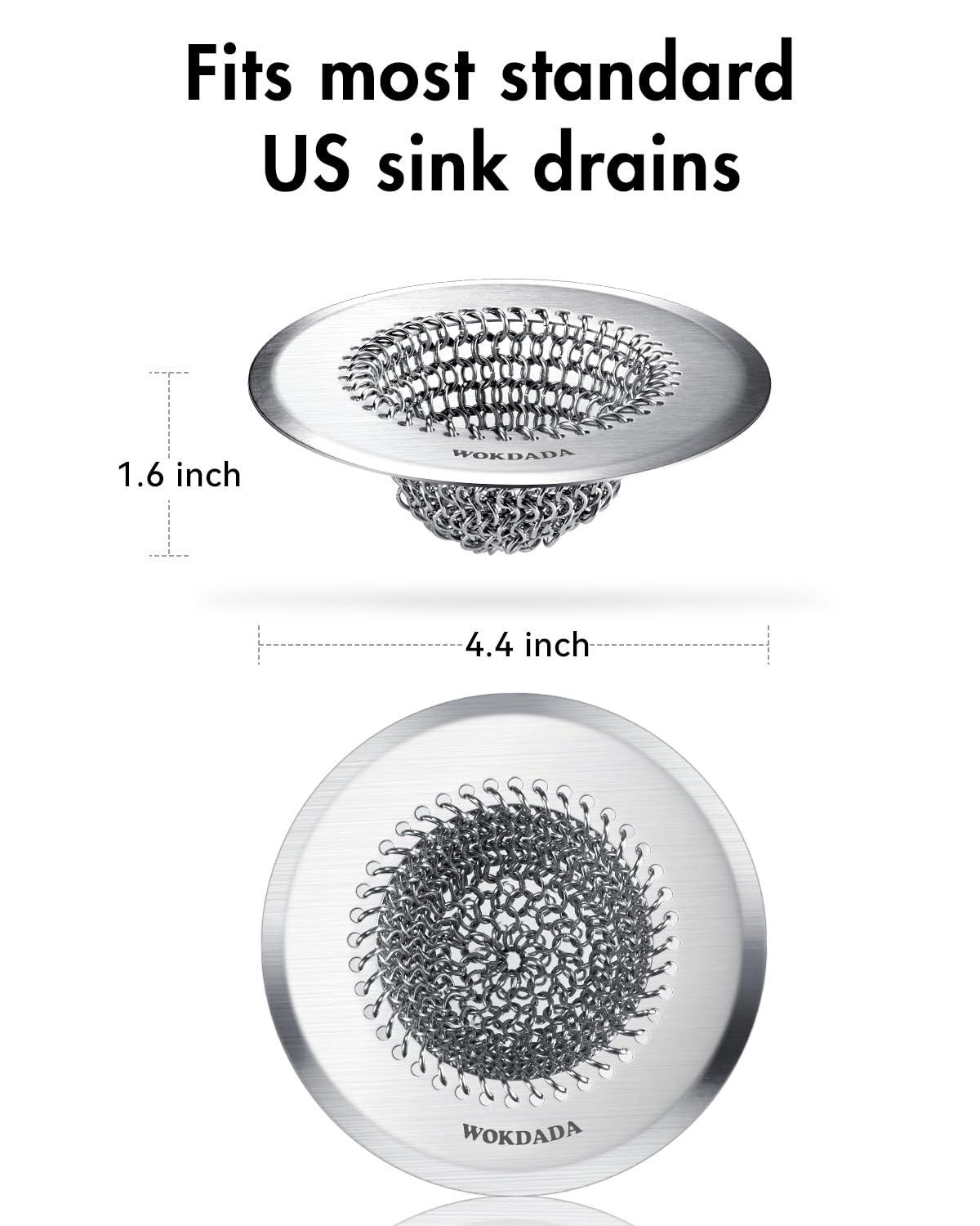 Wokdada Revolutionary Sink Strainer/ Patented Reversible Chain Mesh, Effortless Cleaning & Debris Catcher, Large Capacity, No Clog, 304 Stainless Steel & Rust-Proof - Image 2