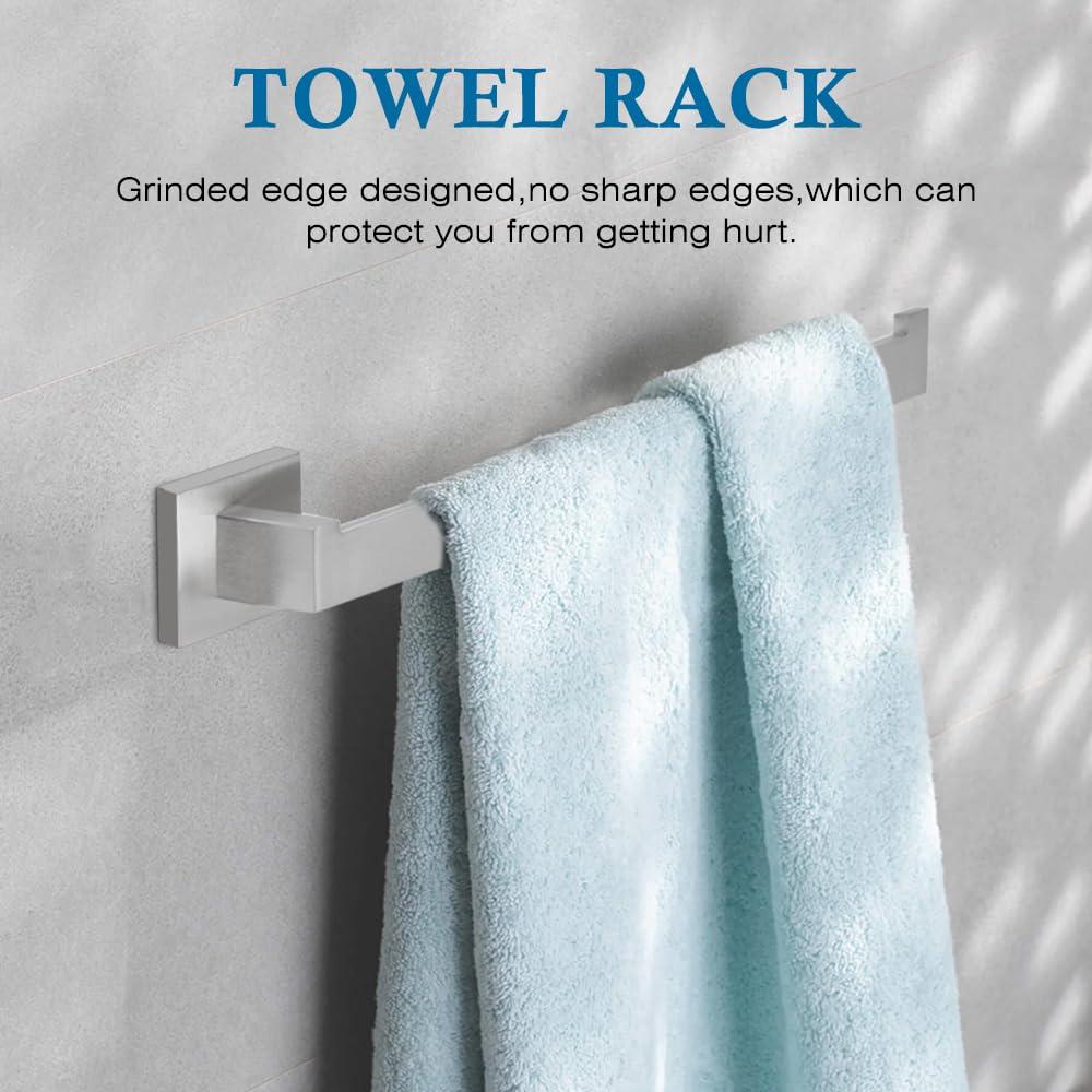 4-Piece Bathroom Hardware Accessories Set, Towel Bar Sets Include Towel Bar Towel Holder Toilet Paper Holder Towel Hook,16 inch Bath Accessories Kit, Brushed Nickel - Image 5