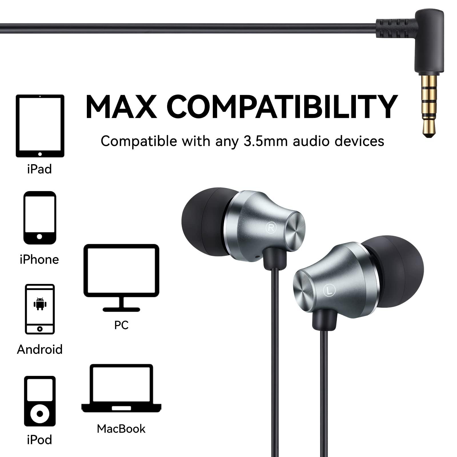 iRAG A101 Wired Earbuds Headphones for School Noise Isolating in-Ear Earphones with Microphone Remote with 3.5mm Plug in Audio Jack (Gun Metal) - Image 5